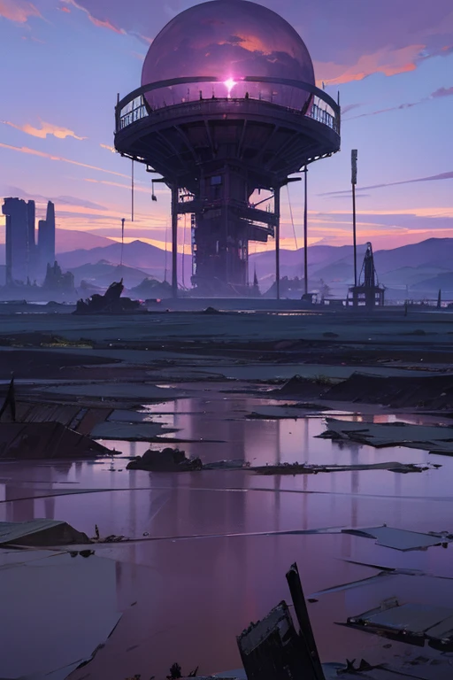 highest quality、Desolate Earth、wreckage、Purple Sky、Surrealism