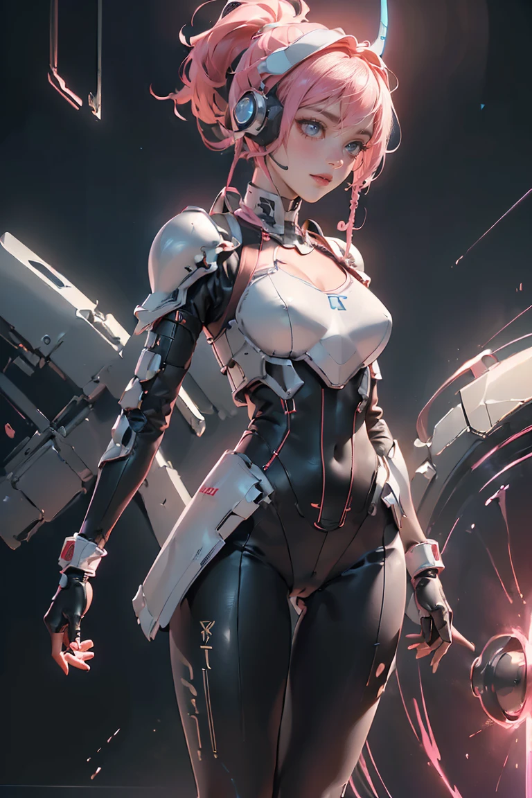 ((Masterpiece, Top Quality, High Resolution, Photorealistic, Raw photo)),  ((Extremely detailed CG unified 8k wallpaper)), (huge stunning goddess shot, very hot and sexy, jaw-dropping beauty, perfect proportions, beautiful body, slim body beauty:1.4),  Tight Combat Suit, (Black full-body tights, long sleeves, chest armor, shoulder armor, wristbands, gloves, and harnesses, futuristic headset, detailed body armor with details, high-tech suit:1.5), legs spread apart, Dynamic pose, 2 girls, fighting side by side, dynamic composition, view from below, background is city center turned battlefield,