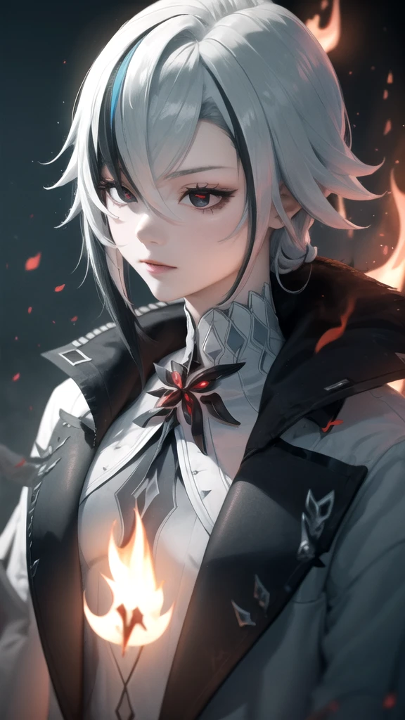 (High Detail:1.2) Anime Girl, (Cinematic Lighting, Delicate Colors), (Flame:1.2), Lighting Calm, Wind, Fog. Turquoise, delta tones.