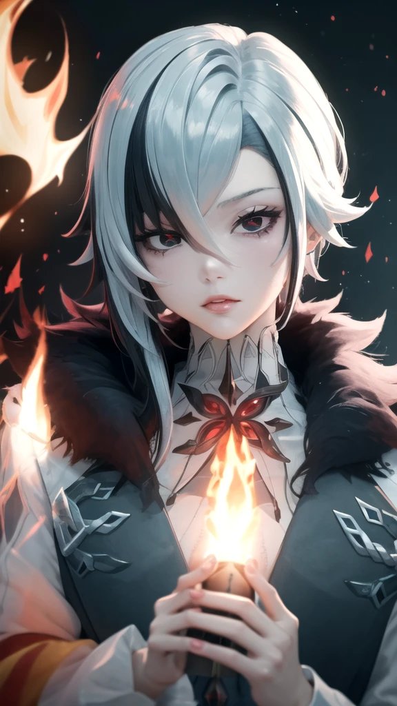 (High Detail:1.2) Anime Girl, (Cinematic Lighting, Delicate Colors), (Flame:1.2), Lighting Calm, Wind, Fog. Turquoise, delta tones.