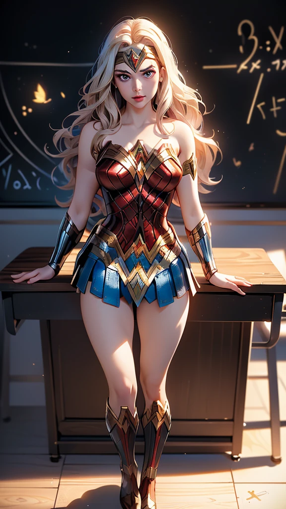 score_9, score_8_up, score_7_up, score_6_up,
rating_explicit,
1 girl, ((18YO:1.2)), Adult, full lips, big clear eyes, light blue eyes, ((blond hair:1)), (long wavy hair: 1.2),
(female teacher wonder woman :1.4) , (in a classroom:1.4) , slightly tanned skin, (miniskirt rojo:1.4), (wonder woman:1.4)
two breast out, open shirt, showing breasts, lying on desk, (squeezing tits:1.4), amused, light smile, eyes looking up, white shirt, black jacket, black pencil skirt, top view, showing pussy dripping, (colores brillantes), ,( ciberpunk 2.1), (background numbers mathematics blackboard :1.4), (math numbers flying through the air :1.4),( hojas de papel en el aire :1.4), (wall newspaper :1.4)