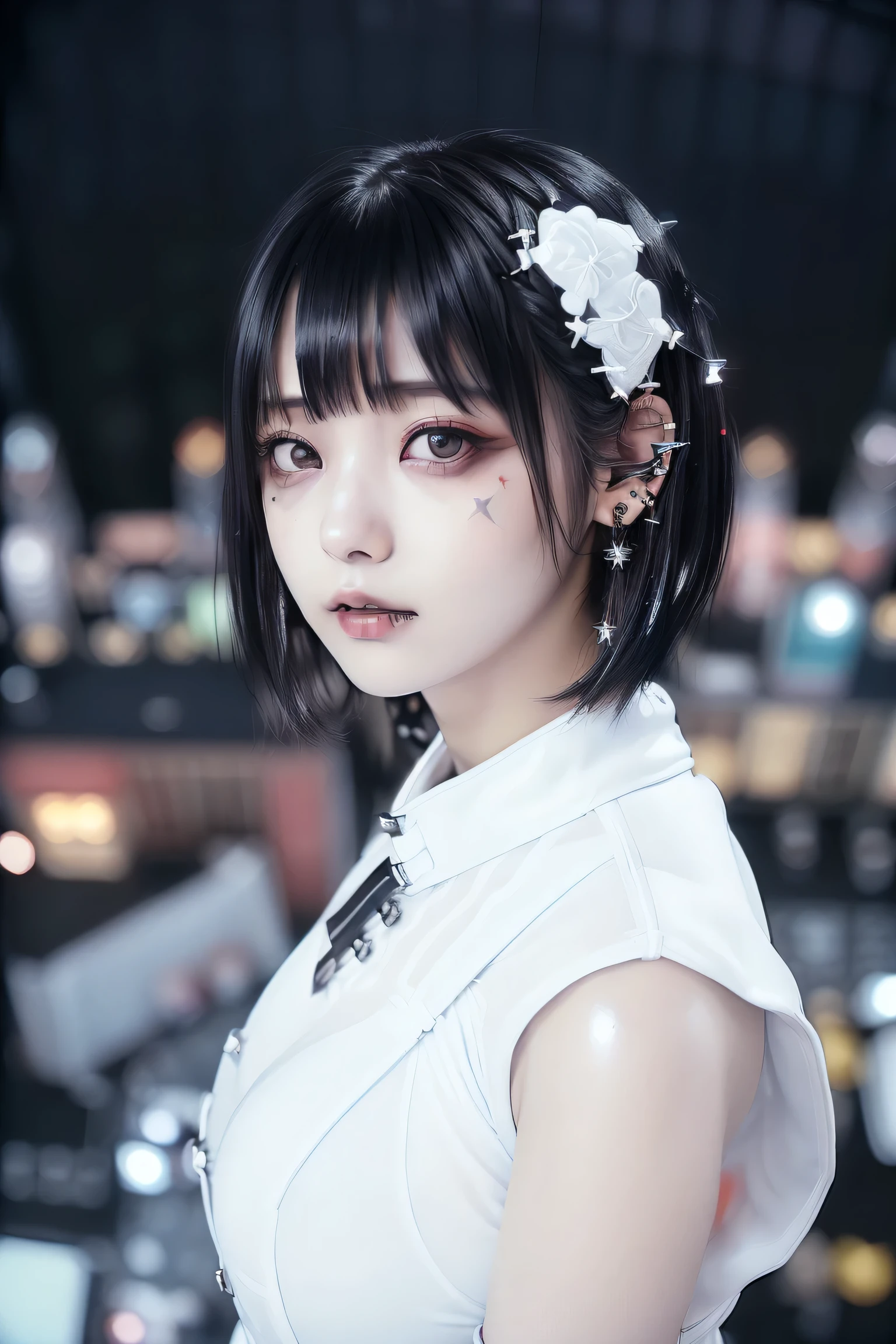 ((Rooftop of a building: 1,3)), ((Redhead, Goth_punk, alone, Medium Shot, Walking around Harajuku, ((night)), Blur, Neon Light, Rainbow Eyes, Starry Sky, Shiny red hair, White eyebrows, Shiny Hair, (Rainbow black hair), Earrings, good, jewelry, Blunt bangs, Busy eyes, Background Blur, Blur, hair ornaments, sight, short hair, Portraiture, Side Lock break ((Swedish girl, White skin, White)),((((Rooftop of a building: 1,3)), ((Goth_punk, alone, Medium Shot, Walking the rooftops of Harajuku, ((night)), Blur, Neon Light, Rainbow Eyes, Starry Sky, Shiny black hair, White eyebrows, Shiny Hair, (Rainbow black hair), Earring, good, jewelry, Blunt bangs, Busy eyes, Background Blur, Blur, hair ornaments, sight, short hair, Portraiture, Side Lock break ((Swedish girl, White skin, White)),((Women's Tight Combat Suit:1.3)), break (Gal: 1. 1),(Glamour: 1. 3),(night),(Supermodel: 1.3)),break ((earring, ring)), Cowboy Shot,((Tall people)),((Android)),((Look Up)),((Top Angle:1. 3)), From above, looking at the camera,((Event Companion)),((Thin see -through)) Tight-fitting underwear with straps)))), break (Gal: 1. 1),(Glamour: 1. 3),(night),(Supermodel: 1.3)) break ((earring, ring), Cowboy Shot,((Tall Man)),((Android)),((Top Angle:1. 3)),((From above, looking at the camera)),((Brothel, Soapland)),((Thin see -through)) Tight-fitting underwear with straps ))),((Not realizing that your nipples are visible through your stockings or underwear))),