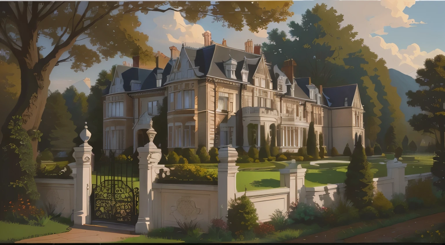 Victoria Manor, Very detailed ,natural and warm color palette