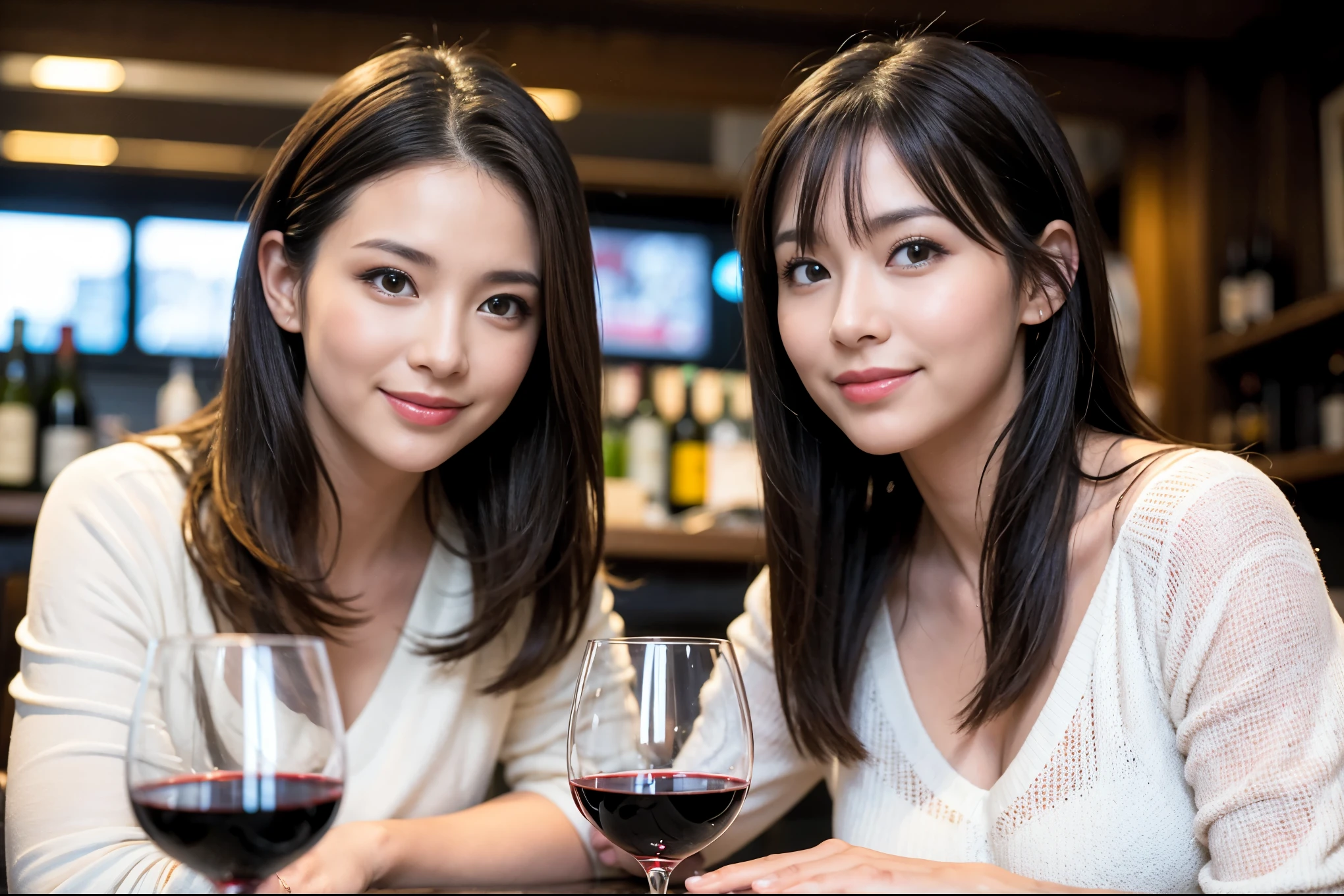 ((highest quality、8k、masterpiece:1.3))、1 male、1 female、石原さとみ似美女Couple、Spouse、Couple、The body is slim、((Bob Hale、Straight hair:1.2)), (Realistic, Intricate details:1.2), テーブルの上のwine glass、Put the light on your face、 Amazing view of the sunset sky and clouds、Amazing mountain views、A bright smile、The wonderfulness of smile、Bright image、The beauty of wine, Beautiful Face, blue eyes, The light shines on your face, Blushing, short hair,Bright Face、 (Age 37), "41 years old, red wine 、Appetizers、Italian food、Wine bottle、Champagne、sparkling wine、Two beauties、Brown Hair、Shortcuts、Long sleeve shirt、dress、Pretty Woman 1, (slimな顔), (The body is slim), (Brown Hair), (Shortcuts), cheeks turn a little red,Attractive beauty、restaurant, In a prominent place (From the waist up) Nova Frog Style, actress, model, Upper Body, White wine, slim, wine glass, 中央に置かれたwine glass, smile, (smile: 1.15), Beautiful fine grain, Depth f/2,saturation, High Contrast, Strong light and shadow,Moist Body:1.5、3D texture、Delicate eyes、Brown Hair、The hair is very shiny、