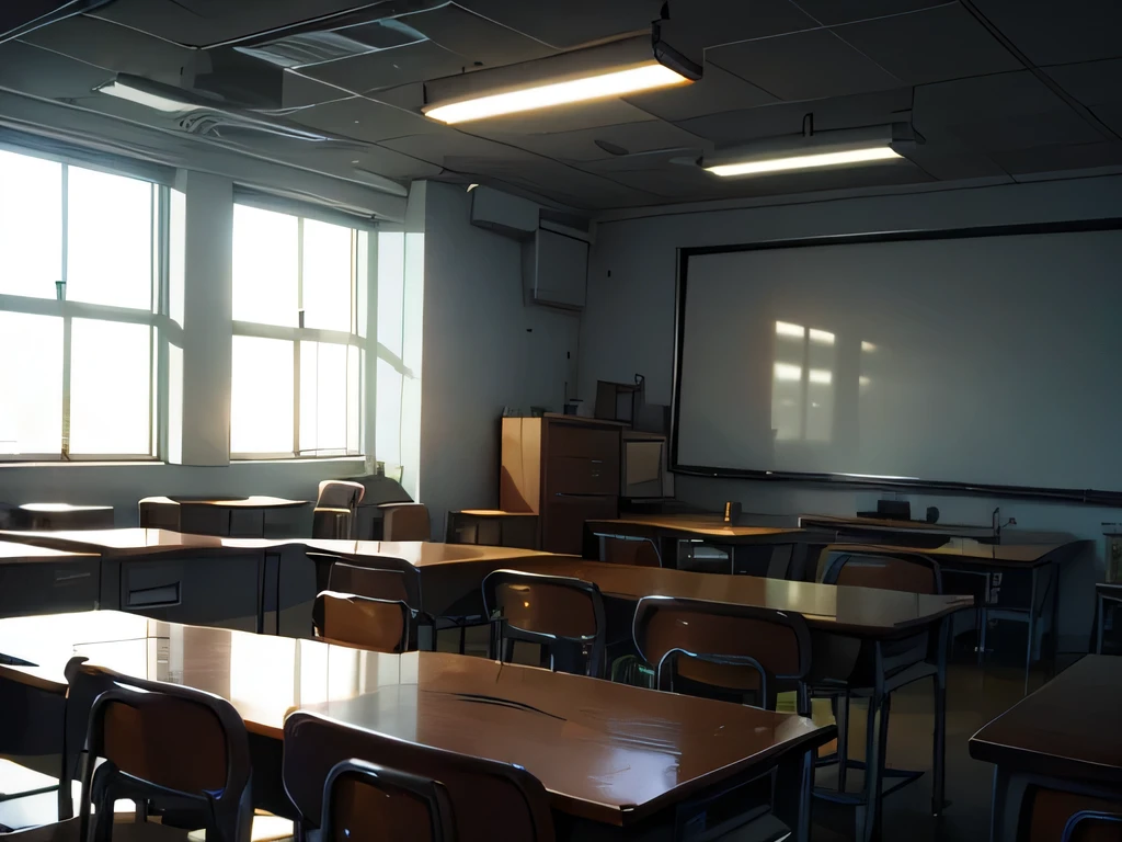 indoor，messy，Backlight，classroom，
