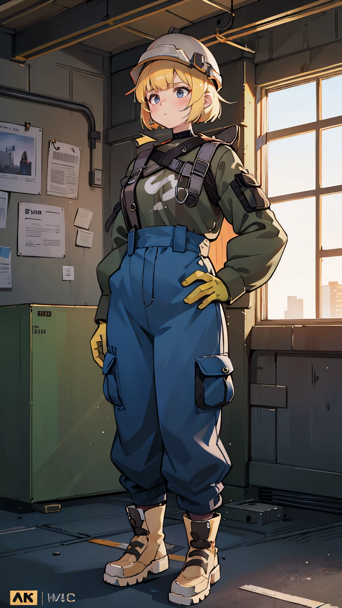 Girl at the construction site, Wear a white long-sleeved shirt, cargo pants, work boots, carpenters tool belt, safety helmet, and holding a hammer in hand.

(High resolution,4K,highest quality:1.2),Very detailed,(Realistic:1.37),Large-scale construction site,Professional,Industrial Lighting,Vibrant colors,Bokeh,Gritty atmosphere

[Construction worker], [Urban], [Dynamic pose], [Powerful methods], [Safety Policy], [concrete], [crane], [Dust and debris], [Blueprint], [Construction Machinery],  [Helmet], [Work gloves], [scaffold], [Construction site signage], [Noise and activity], [Yellow caution tape], [Sunlight and shadow], [Busy workers], [Dirt and mud], [Construction Vehicles], [Diligent] [contruction site]
