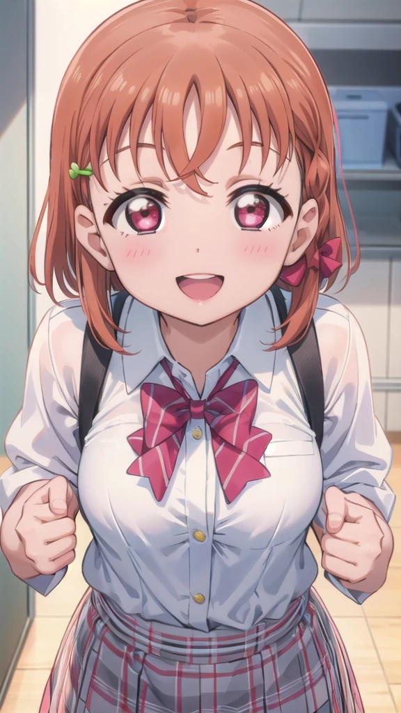 (((pixel-perfect, detail-perfect))), solo, 1girl, chika takami, uranohoshi , bowtie, looking at viewer, smile, :d