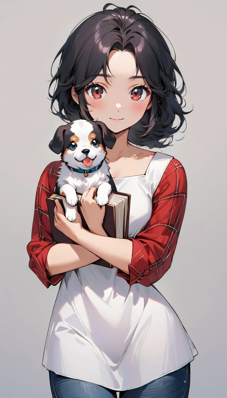 Cute dog. Nice puppy. Cute dog. Portrait of a lady in a white dress, Holding a book in slender hands, Expressing beauty and strength. Detailed portrait of an indigenous woman in cartoon style, With beautiful eyes, Smooth brushstrokes and bright colors. Cute dog. Nice puppy. A masterpiece of cute puppies, Has red and white fur. Italian girl posing, Delicate face, black hair, athletic body, Wearing red flannel and jeans. Soft hair, a happy expression, Lovely Italian.
