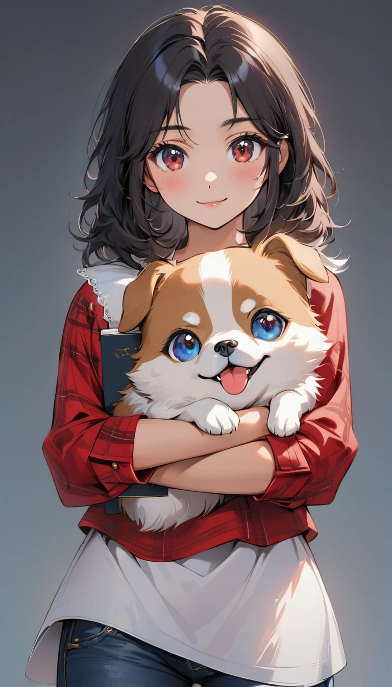 Cute dog. Nice puppy. Cute dog. Portrait of a lady in a white dress, Holding a book in slender hands, Expressing beauty and strength. Detailed portrait of an indigenous woman in cartoon style, With beautiful eyes, Smooth brushstrokes and bright colors. Cute dog. Nice puppy. A masterpiece of cute puppies, Has red and white fur. Italian girl posing, Delicate face, black hair, athletic body, Wearing red flannel and jeans. Soft hair, a happy expression, Lovely Italian.