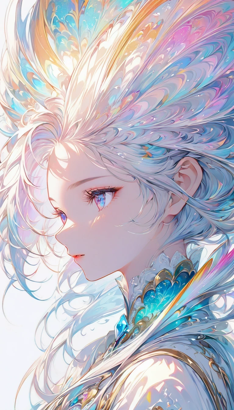 Official art,8k wallpaper,super detailed,beautiful and beautiful,masterpiece,best quality,(fractal art:1.3),lines,illustration,1 girl head,white background,very detailed,bright colors,romanticism,mtianmei,