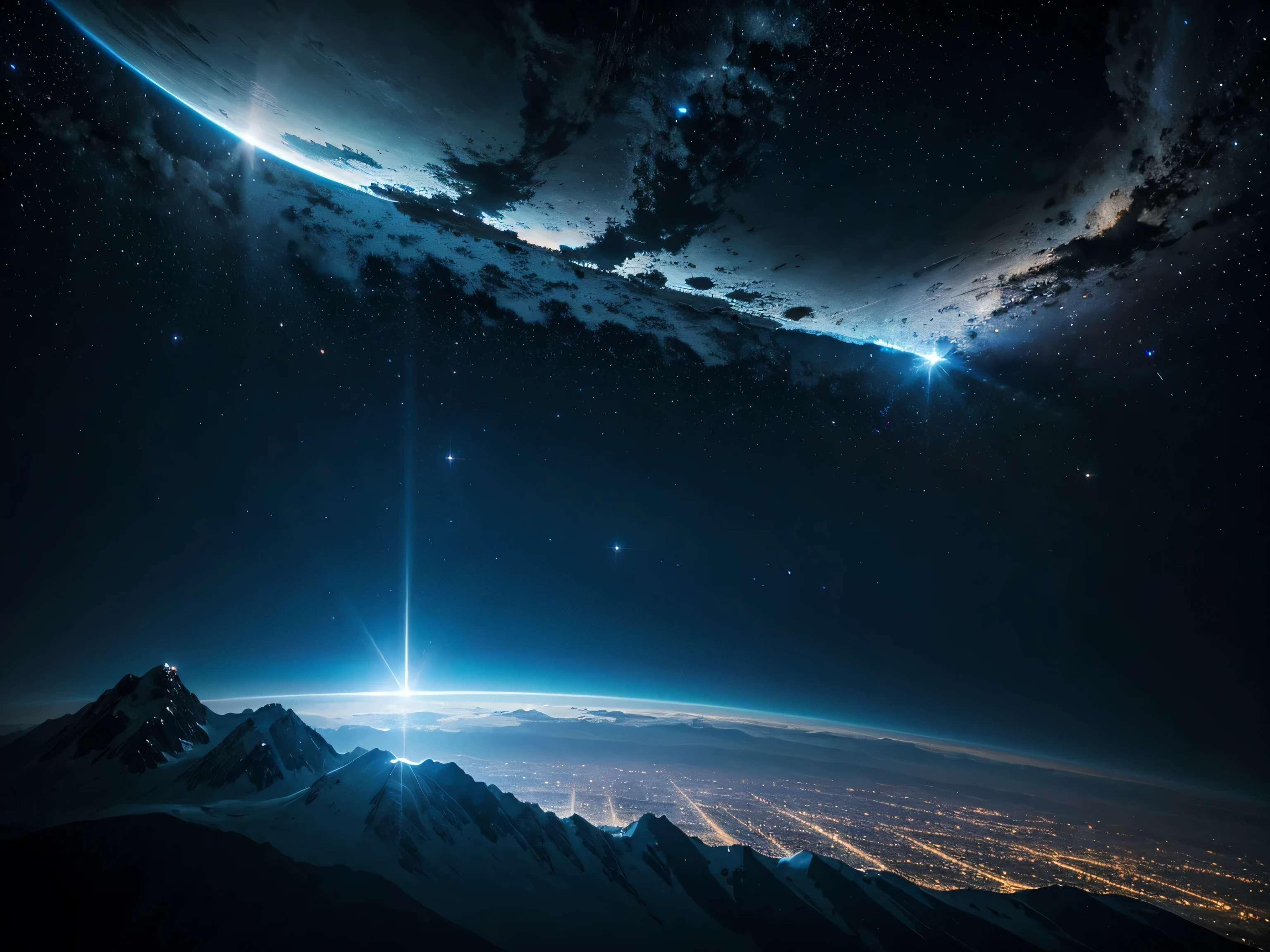 
outer space view with very bright blue light