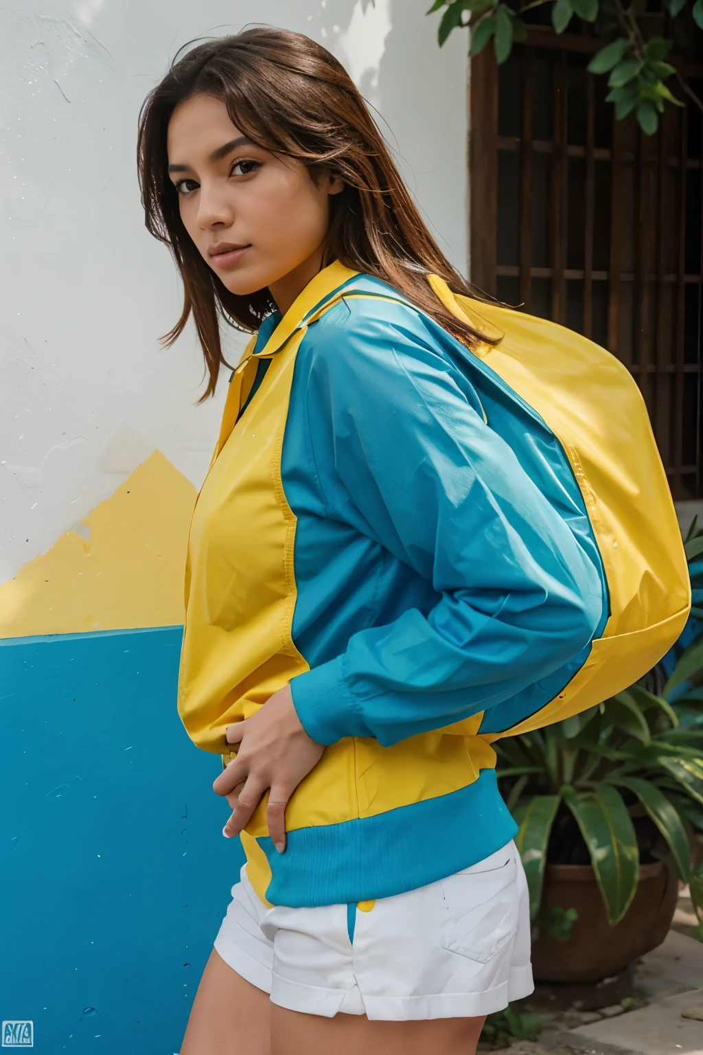 Poleron con azul marino y amarillo