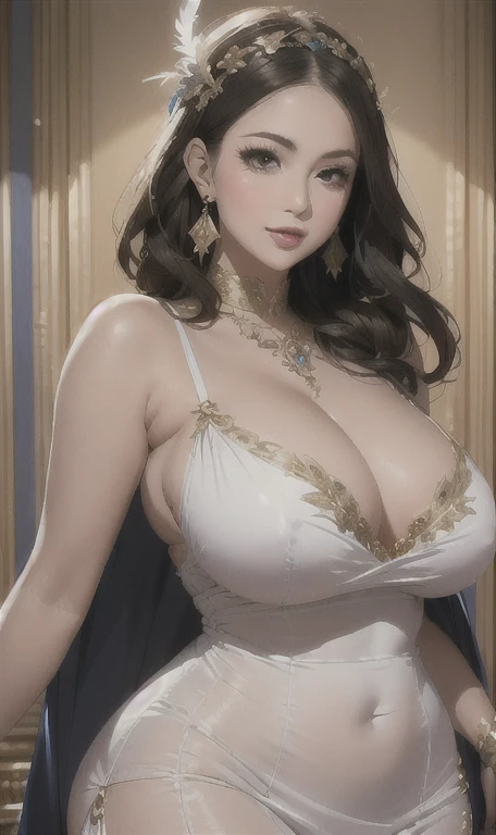 araffe woman in a white dress posing for a picture, wearing a cute white dress, curvy model, dressed in a beautiful white, wearing a wet white short dress, curvy hourglass figure, sexy dress, wearing white dress, thicc, beautiful full body shot, soft curvy shape, a beautiful woman in white, in a dress, bbw、araffe woman in a white dress posing for a picture, wearing a cute white dress, curvy model, dressed in a beautiful white, wearing a wet white short dress, curvy hourglass figure, sexy dress, wearing white dress, thicc, beautiful full body shot, soft curvy shape, a beautiful woman in white, in a dress, Mature Woman, Looking at the audience, Attractive breasts,Sensual curves、bubble、Full Body Shot,Nightgown, Charming smile, Thick lips, plump lips, blush, Looking at the audience, Provocative expression, Beautiful Hairstyles, Cleavage, plump、Curvy Hips、Attractive face、Mischievous face、Sexy Lingerie、An inviting gaze、Expressing emotions、colored feather, Money Decoration, particle, Light, (masterpiece, highest quality, highest quality, Official Art, beautifully、aesthetic:1.2), (1 girl:1.3), Very detailed,(Fractal Art:1.1),(colorful:1.1)(Flowers:1.3),Most detailed, (Dynamic pose), (Shiny skin), (Many colors :1.4), ,(Earrings:1.4), (feather:1.4),masterpiece,Mr.々Hair style,Money Headband,Tulle covers the chest,Perfect balance, Detailed details of the garment,marble,cinematicLighting, Film Grain, contrast of Light and dark,High detail,(((Gorgeous Accessories))))、Openwork decoration,(((See-through dress)))、(((Anatomically correct body))) ,1 girl, (High resolution), (8k), (Very detailed), Perfect Face, Beautiful eyes and face, (((highest quality))), (Very detailed), Detailed face and eyes, Beautiful Eyes,(((Sexy pose))),Beautiful Eyes、Transparent double eyelids、(((Super gorgeous background)))、Bright Eyes,Money,diamond,gem,Body Chain,Luxury Accessories,beautifully、aesthetic,flower、(((Super gorgeous background)))、Bright Eyes