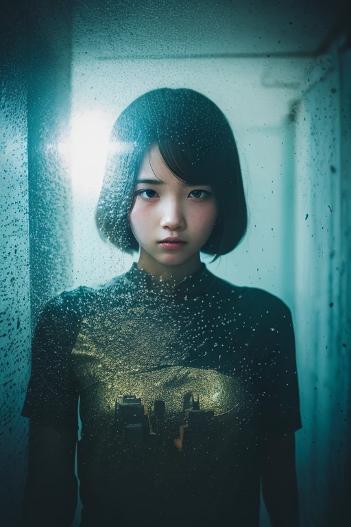 Praying Girl, Abandoned City, Double Exposure