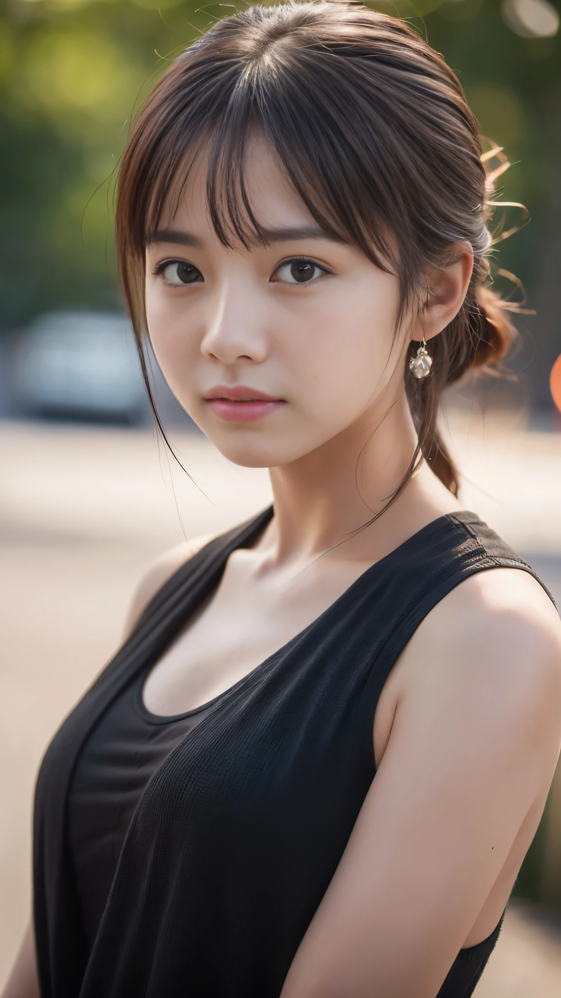 (8K, RAW Photos, highest quality, masterpiece:1.2), (Realistic, Photorealistic:1.37), Ultra-detailed, 超 high resolution, (Movie heroine), (((Girl's room bed))), (14 year old beautiful girl, Baby Face:1.5), ((Short pigtails)), (Model-like posture), (Small beautiful butt), (Thin thighs), (Narrow waist), (Small breasts), (Stunningly beautiful face, Idol Face), ((Silk tank top:1.2, Silk mini skirt:1.2, Unique clothing design:1.3, Professional costume coordination:1.4)), (Dynamic Angle), Dynamic Lighting, (Detailed eyes and face:1.2), (small beautiful hands:1.2), (Perfect Anatomy:1.3), ((Put on a provocative and sadistic look:1.4)), (Flushed Cheeks)