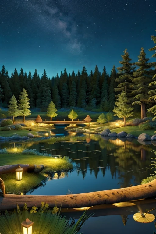 pond background with log during at night