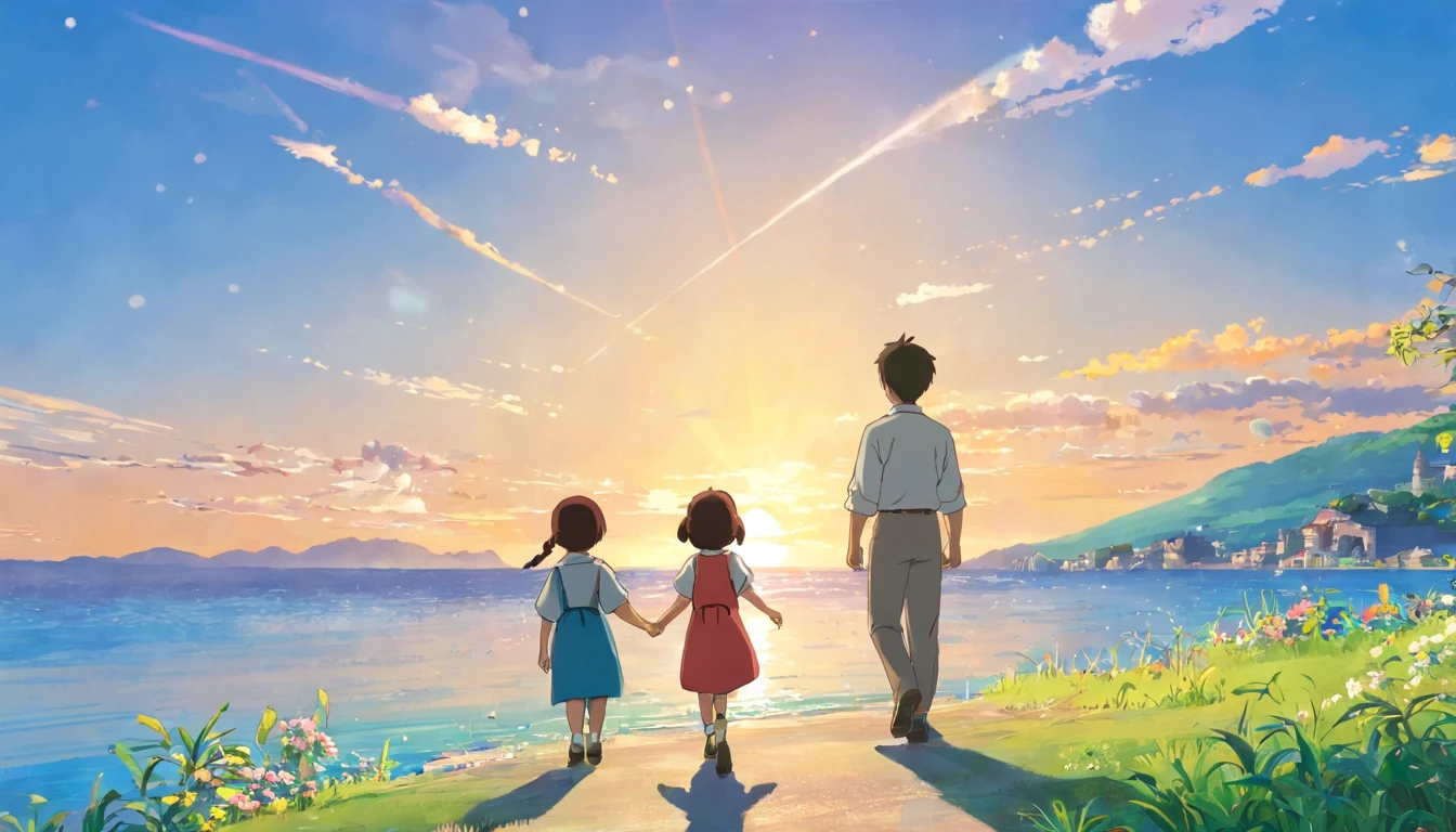 Detailed description of the scene:
time: evening、When the sun began to set。Shining Sunshineが邸宅や海を優しく照らす。
place: Pula, Croatia、瀟洒inモダンな邸宅。In the background is the clear blue sky and the sparkling sea.。
Characters:
Father: 30th Generation、Despite her tired expression, she still smiles.。仕事帰りinスーツを着ている。
The kids: Young male and female twins、無垢in天真爛漫な表情。Fatherに対して全幅の信頼を寄せる。
Background setting, story, historical background:
Father: Former Emperor Constantine I。Make amends for past mistakes、Reuniting with Family。
The kids: Once upon a time, Crispus and Fausta。Fatherとの再会に喜び、Forgetting painful experiences from the past。
Expressing emotions Emphasizing emotions:
Fatherの表情: Eyes filled with deep love and forgiveness。A sense of relief at having overcome past regrets。
The kidsの表情: Pure joy and relief。Fatherの腕の中in笑顔を見せる。
action:
Fatherのaction: A strong and warm embrace。片手inThe kidsの背中を支え、もう一方の手in頭を優しく撫inる。
The kidsのaction: Fatherにしがみつき、顔をFatherの肩に埋める。無邪気な笑顔inFatherを見上げる。
Visual effects and lighting effects:
Shining Sunshine: 夕陽が優しくFatherとThe kidsを包み込み、背後からの逆光in温かさと感動を演出。
How to use shadows: Use soft shadows to create depth and dimension。
How to use colors:
Blue sky and sea: The clear blue and sparkling sea。Expressing a refreshing feeling and spaciousness。
Fatherのスーツ: Calm colors(Navy or grey)in、Fatherの穏やかさと誠実さを表現。
The kidsの服: Bright and innocent colors(Pastel colors etc.)in、Expressing innocence。
Example prompt
「Pula, Croatia、Under the clear blue sky、瀟洒inモダンな邸宅が輝く夏のevening。Shining Sunshineが海と邸宅を包み込む中、30th Generationの若いFatherが仕事帰りに男女の双子をA strong and warm embrace。Fatherの顔には深い愛情と赦しの感情が溢れ、I can see the look of relief on his face, having overcome his past mistakes.。The kidsは無垢in天真爛漫な笑顔を浮かべ、Fatherの肩に顔を埋めて安心感に満ちた表情を見せる。Light and shadow gently intersect、A scene that creates a warm and moving atmosphere overall.。」