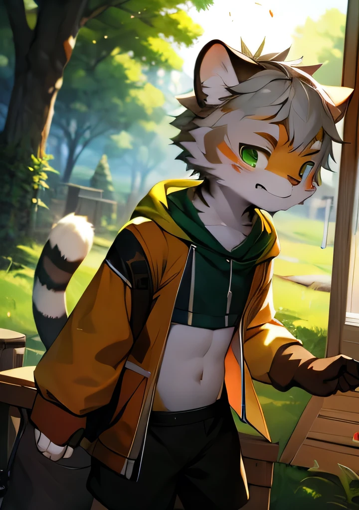 (Cat,Gray hair and green eyes,Yellow and wHellote coat color,Lovely,Lively,horny boy,,Wear a sweatsHellort with a pink pattern,energetic and cute,shorts, wind element,hairy),Digital artwork with light effects.a boy,single anthropology,hairy,Wild,(digital media \(artwork\):1.2),(Hello,It's notHellong,H:1.2),Perfect anatomical structure,Anatomically correct,detailed,detailed face,detailed eyes,(Realistic hair,detailed fur:1.25),detailed background,Amazing background. rest (author:Puinki \(artist\):1.2),(author:fantasy land,author:Kuroi Junmi,author:Milk Tiger 1145,author:Moki,author:Enamel 1,Through the oocyst:1.2),(author:Xia Huaiting:0.8),(by Pino Deheni:0.8),(author:Sios SHelloru:0.8),(From Chunie:0.8).