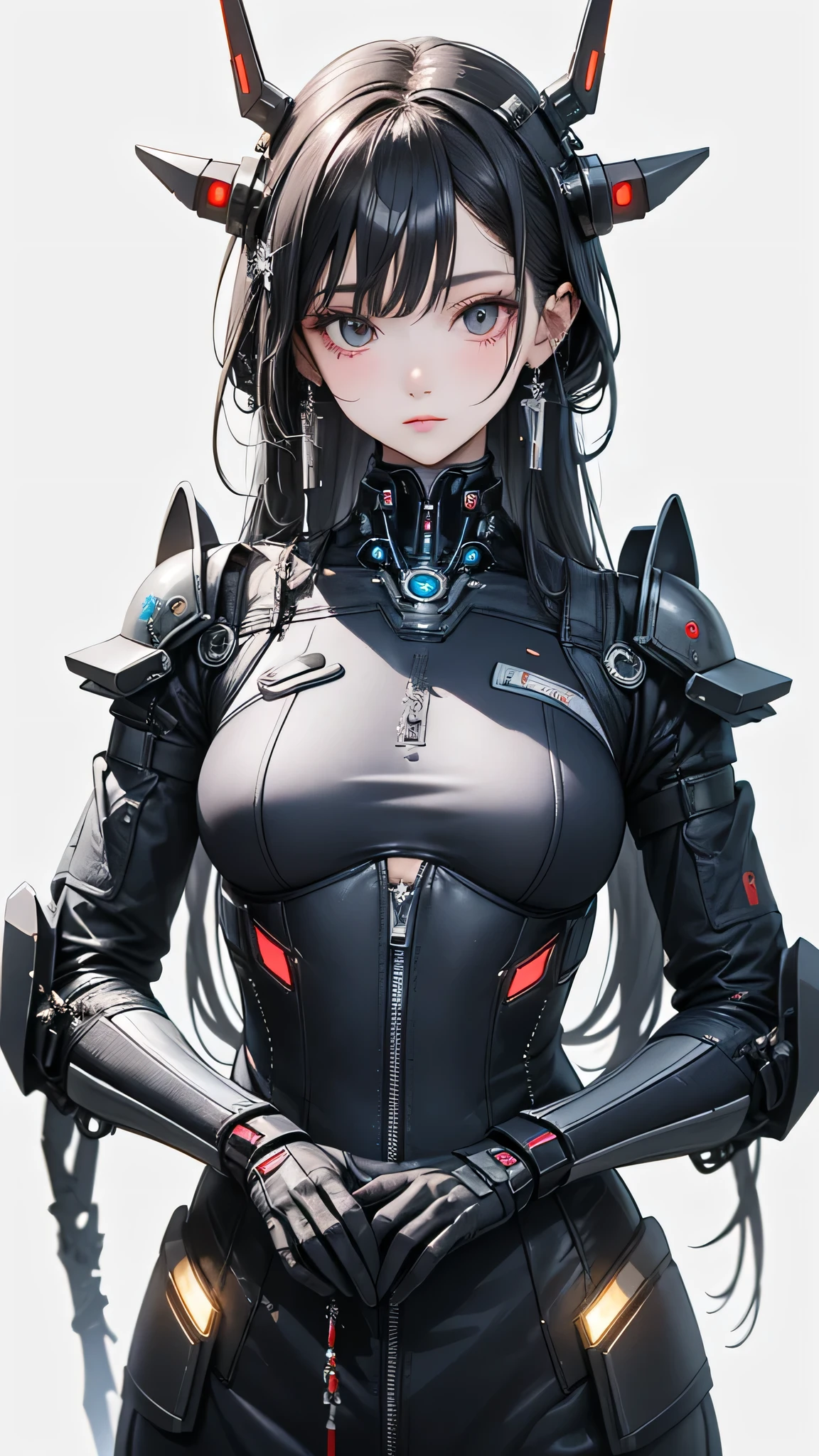 A woman in futuristic clothing holding a futuristic helmet and a futuristic sword, Trending on cgstation, Trending on cgstation, Portrait of a girl in the Knights of the Zodiac, Cute Cyborg Girl, Perfect android girl, Portrait Anime Astronaut Girl, Beautiful girl cyborg, Girl wearing mecha cyber armor, Game CG, cgsociety と fenghua zhong, Beautiful Cyborg Shrine Maiden