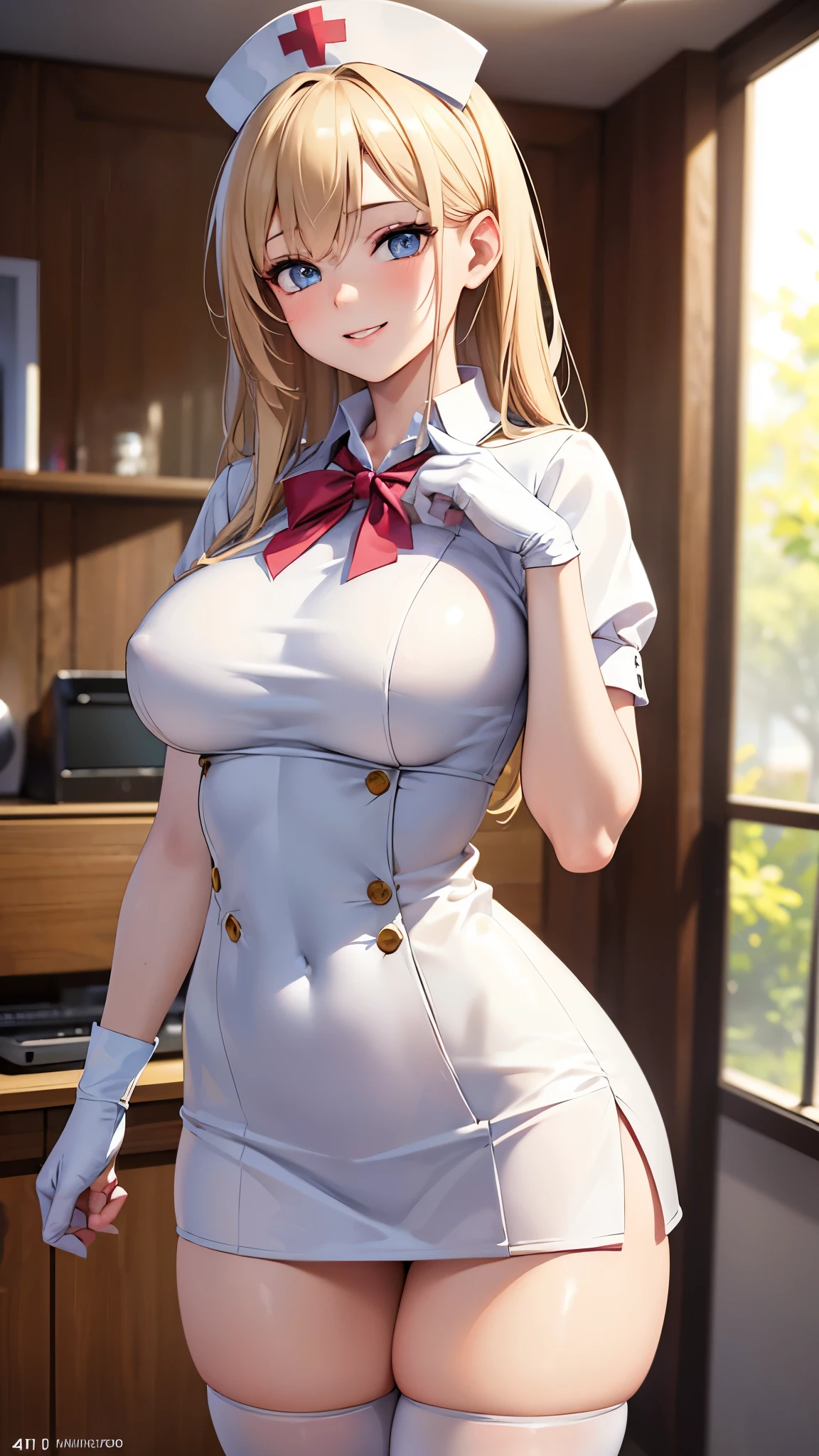 Top Quality, Masterpiece, Ultra High Resolution, (Realism: 1.4), Raw Photo, 1 MILF, 1 MILF, (Top Quality, High Resolution, 4K, Detailed Lighting, Shaders, Perfect Anatomy, Perfect Proportions), Eye of the Beholder, (Masterpiece, Top Quality) (Top Quality, 4K, 8K, High Resolution, Masterpiece: 1.2), Extremely Detailed, (Realistic, Realistic, Realism: 1.37), (Masterpiece: 1.3, Top Quality, Ultra High Resolution, Ultra Detailed), (Realistic, Realism: 1.4), (Top Quality: 1.2), Perfect Eyes, Perfect Face, Perfect Lighting, (Top Quality, 4K, 8K, High Resolution, Masterpiece: 1.2), Extremely Detailed, (Realistic, Photorealistic, Photorealistic: 1.37), (Top Quality, 4K, 8K, High Resolution, Masterpiece: 1.5), Extremely Detailed, (Realistic, Photorealistic, Photorealistic: 1.5),
Masterpiece, Top Quality, Ultra Detailed, Top Quality, High Resolution, 32K CG, very delicate and beautiful, illustration, high resolution, sharp focus, front lighting, glow, 1 girl, solo, smiling, very beautiful and detailed anime face, highly detailed game CG character eyes, ((masterpiece)), ((best quality)), (super detailed), ((cute)), cute, ((juicy boobs, juicy thighs)), 4K, (8K), best quality, 1 woman, nurse, nurse cap, white coat, ((white legwear, zettai ryouiki)), white gloves, blonde hair, blue eyes, pink lips, smiling, standing, ((hospital room)), sharp contours, short sleeves, mature woman, 35 years old, best quality, masterpiece