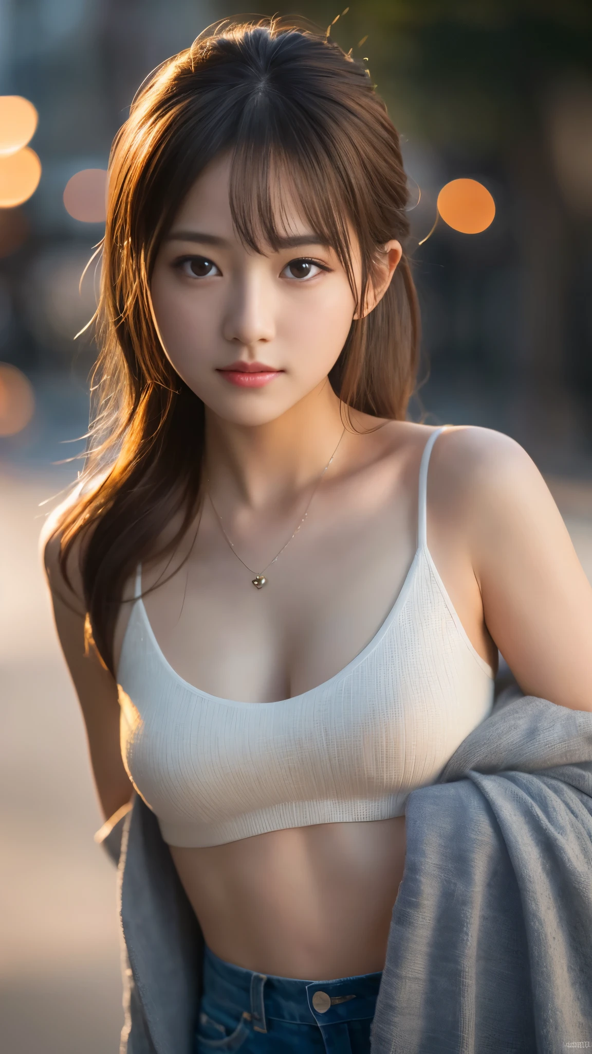 (8K, RAW Photos, highest quality, masterpiece:1.2), (Realistic, Photorealistic:1.37), Ultra-detailed, 超 high resolution, (Movie heroine), ((Cute girl&#39;s room, Sit with your legs apart on the bed)), ( beautiful girl, Baby Face:1ort pigtails)), (Model-like posture), (Small beautiful butt), (Thin thighs), (Narrow waist), (Small breasts), (Stunningly beautiful face, Idol Face), ((Silk tank top:1.3, Silk mini skirt:1.3, Unique costume design:1.3)), (Dynamic Angle), Dynamic Lighting, (Detailed eyes and face:1.2), (small beautiful hands:1.2), (Perfect Anatomy:1.3), ((Put on a provocative and sadistic look:1.4))