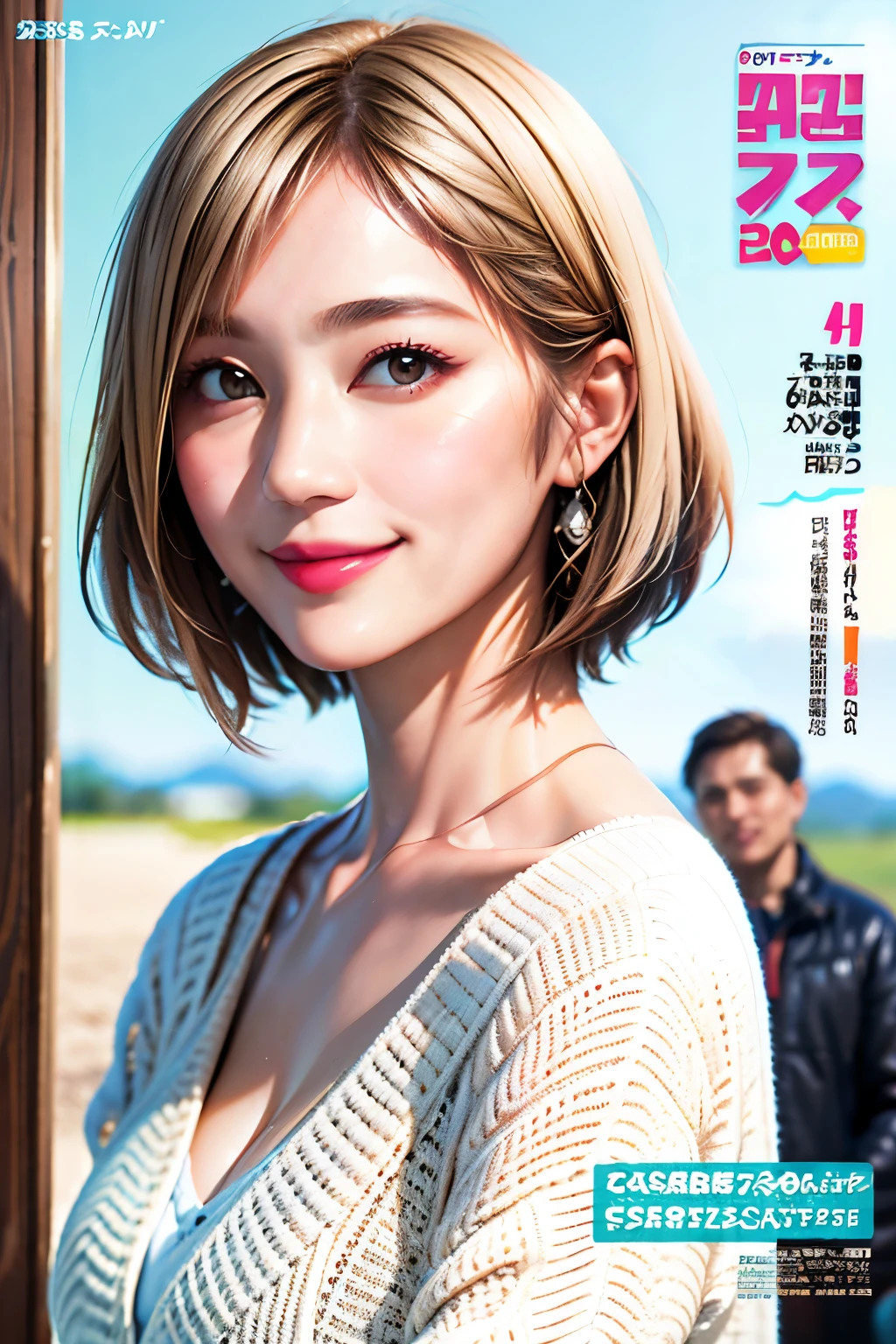 235 20-year-old female, short hair, Summer travel magazine, A kind smile, lipstick, Photo quality, Ultra-realistic