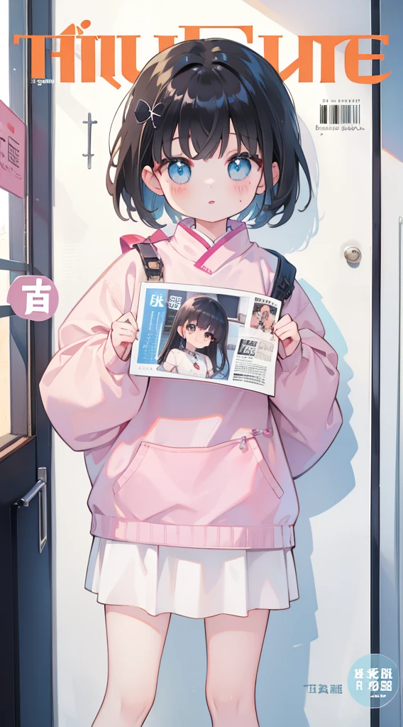 Magazine covers、One girl、walls、Lean、cute little、masterpiece、top-quality、Top image quality、Branded Fashion、Looking at the camera、