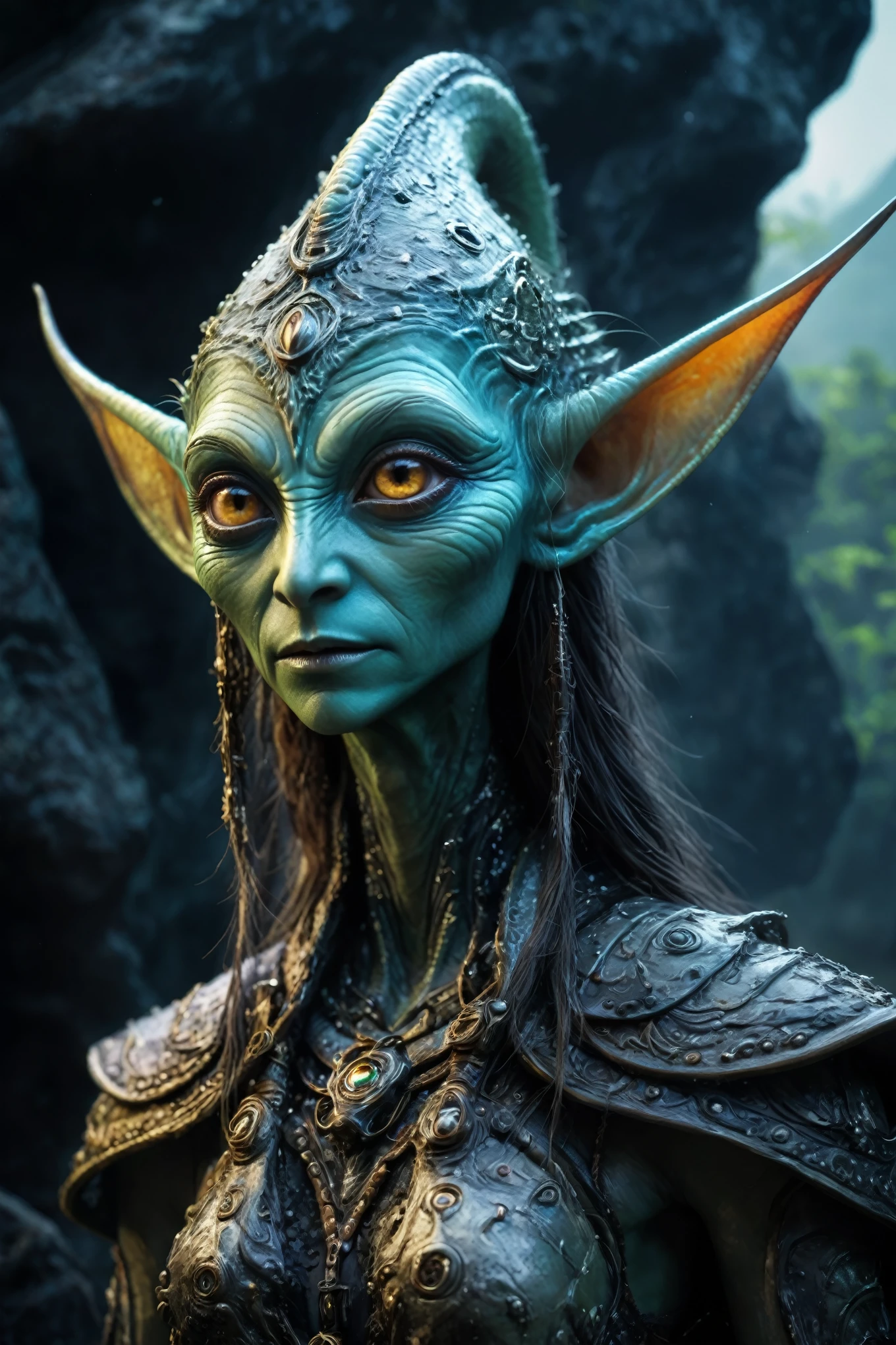 fullb body shot,beggar niobium graphite Alien Entity,native italian Vignette Stonemoss, wants eat,survival in criminal city of future,Cinematic,soft colors, Technicolor,natural skin textures, hyper realism, hyper detailed,Extremely detailed,High contrast,Masterpiece,Realistic,Ultra Detailed, intricate details,realistic humid leather,extremly intricate,Epic Realistic, cinematic style, irina yermolova,high contrast,hdr,extremely detailed, [deep night landscape],masterpiece, intricate details, eyes extremely detailed, high detailed eyes,8k resolution,retina, Nikon Z9,China,Nexus,orc,Li River in Guangxi Zhuang of Finnish Lapland, Pisces, pointed ears，perfect, Elf，transition between two art styles, Double contact, X-ray, Creative, vivid light, fantasy, Abstract, Surrealism, super detailed, high resolution, stop:35;
