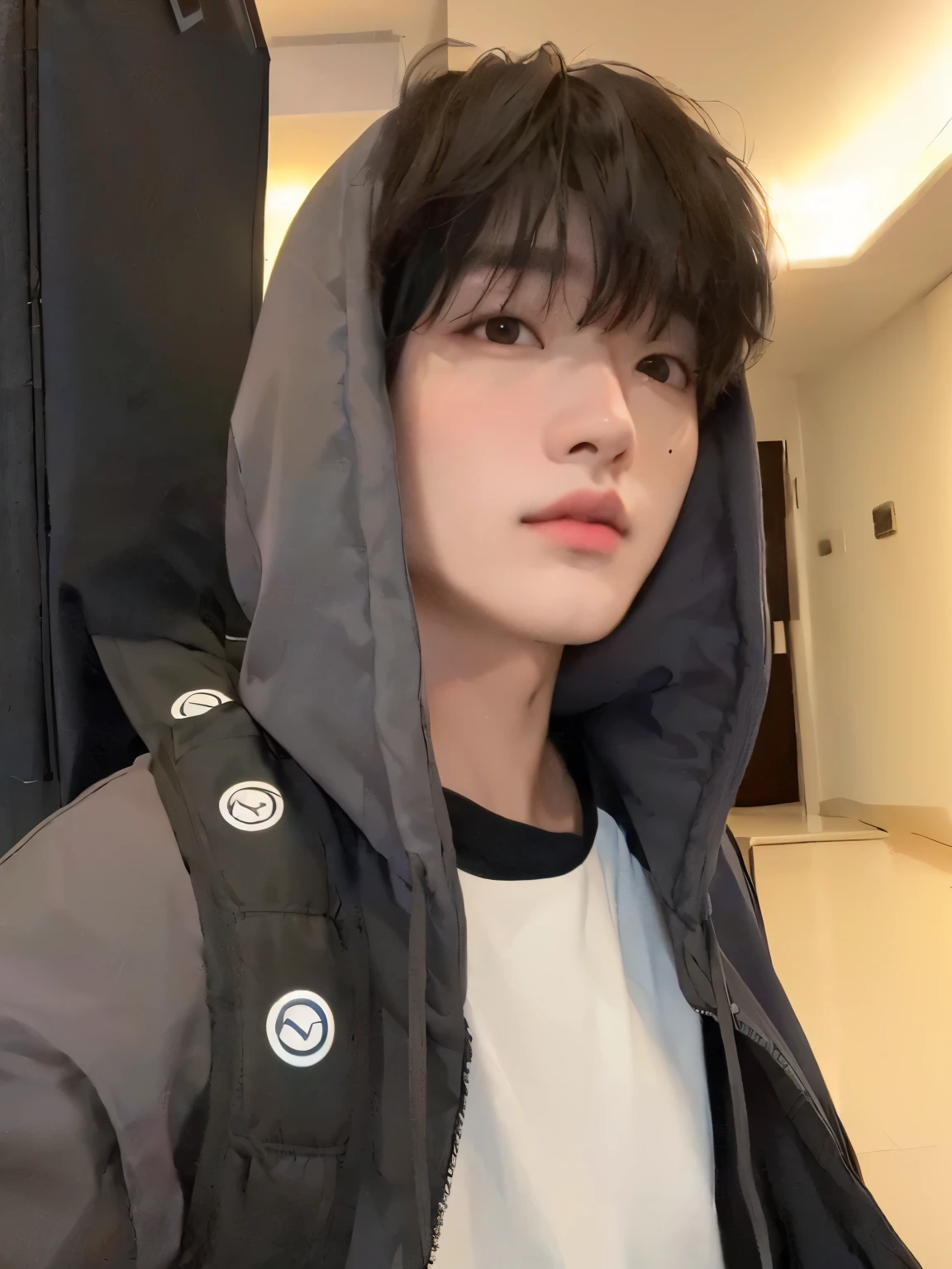 homem arafiado com uma mochila e uma mochila em um quarto, Jinyoung Shin, Cai Xukun, pintar ulzzang, Jung Jaehyun, adorable and pale korean face, Yanjun Chengt, Hong junho hyung, ruan fofo vtuber, profile picture with headshot, hyung tae, Inspirado por Bian Shoumin, Xintong Chen, Inspirado por Zhang Han