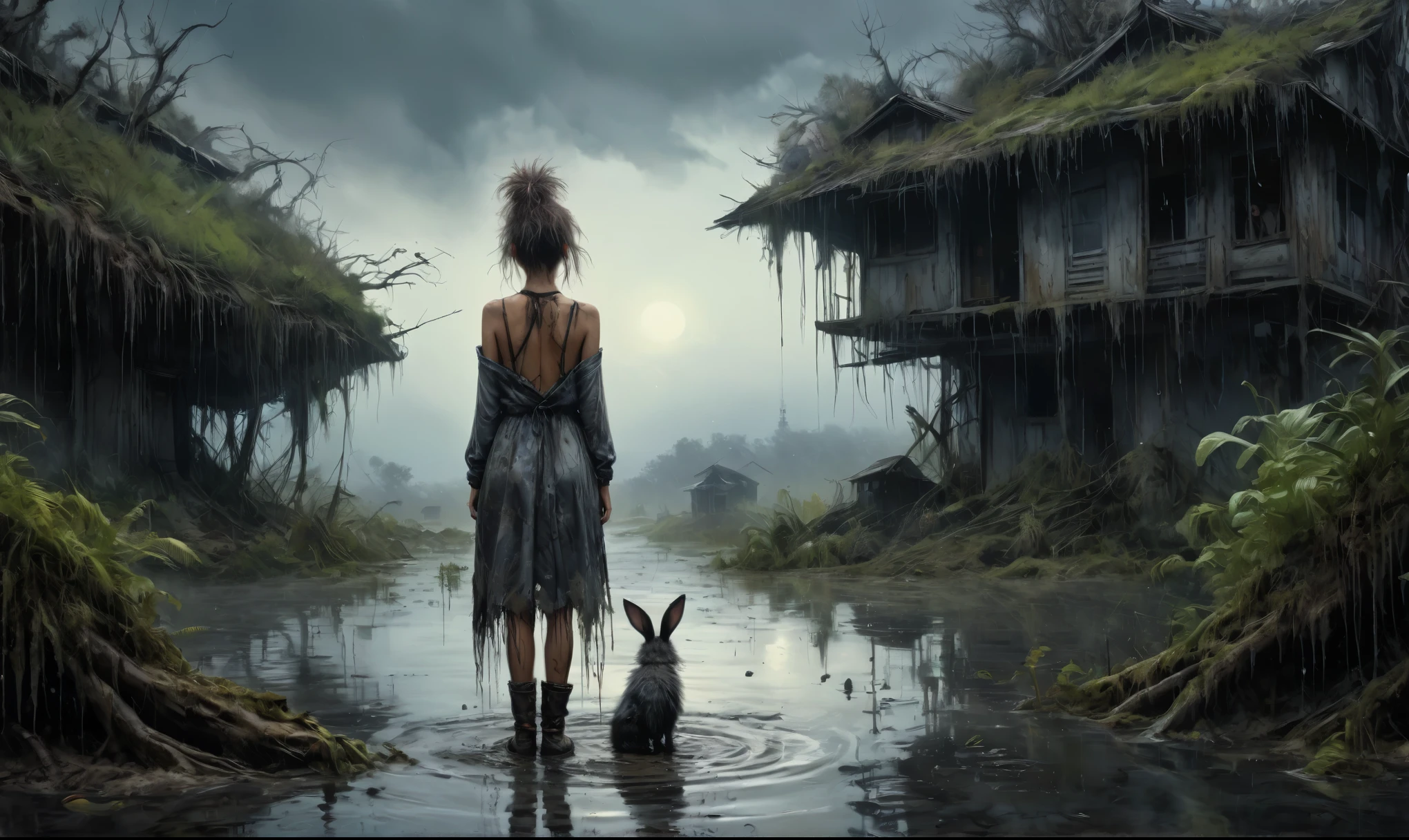heght view on himera babygirl,assassin,elf,pretty face,eyebrow up,full body shot,ominous landscape,glate gray atmosphere,by art Simon Stalenhag,Nicola Samori,(((Wangechi Mutu))),prime colors,Lisa Frank,urban,extremely detailed, [night],masterpiece,intricate details,faded,eyes extremely detailed, high detailed eyes,4k resolution,RAW, Nikon Z9,scary swamp beach,family nudism,view from height,The Walking Dead,native japan,dead city,modern London,swamp,jungle,witch,hard rain,Smiling,Bun Hair,(Folk clothes:1.5), long dress, pronounced feminine feature, insane details, intricate details, hyper-detailing, Complex background, ,full-body-shot,Very tall, Cinematic,Muted colors, Technicolor,natural skin textures, hyper realisitc, hyper detailed,Extremely detailed,High contrast,Masterpiece,Realistic,Ultra Detailed,intricate details,realistic humid skin,extremly intricate,Epic Realistic, Romantic, cinematic style,by art irina yermolova,Caribbean, messy hair,luminous eyes,extremely detailed, [night landscape],masterpiece,intricate details,faded,eyes extremely detailed, high detailed eyes,4k resolution,RAW, Nikon Z9,by jimmy chin