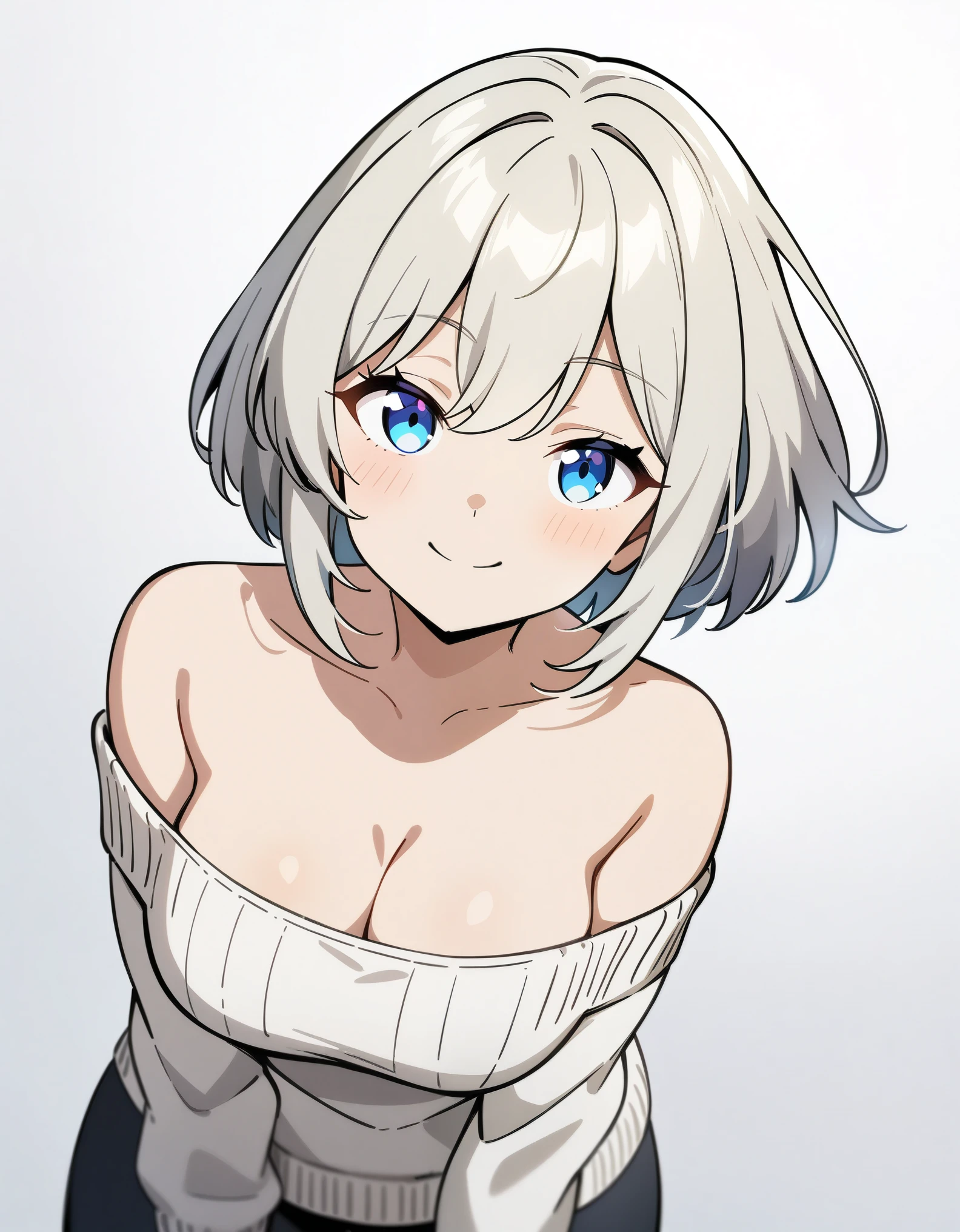 (best quality,4k,8k,highres,masterpiece:1.2),ultra-detailed,realistic:1.37,portrait,white-haired,small-breasted woman with a bob hairstyle,porcelain skin,exquisite facial features,dark eyebrows,pouty lips,innocent and gentle expression,soft natural lighting,subtle shadow,to create a delicate and exquisite portrait.