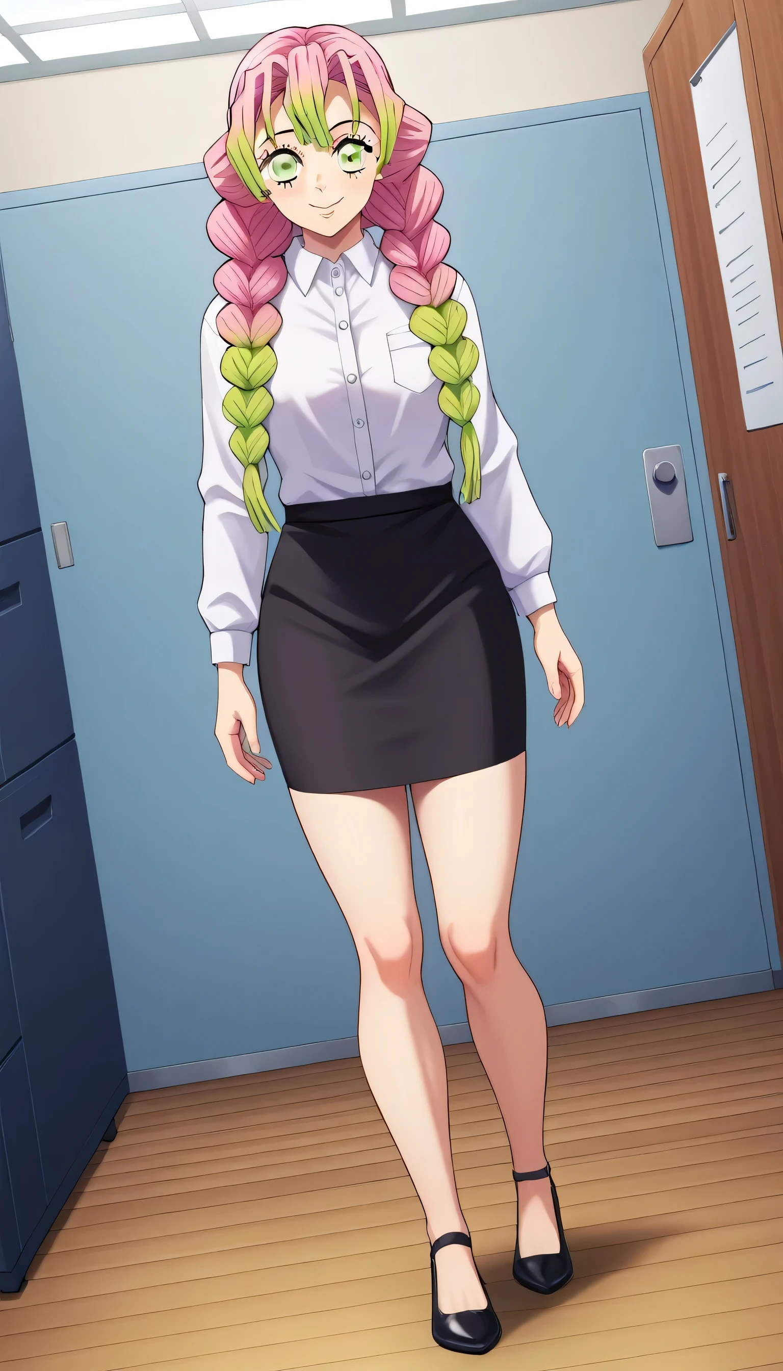 score_7_up, BREAK source_anime, KMitsuriV4XL, 1girl, solo, slight smile, office lady, white shirt, black skirt, office room, indoors, professional light, standing, dutch angle, full body, idle, looking at viewer, empty-handed