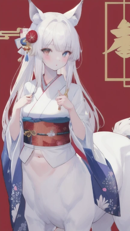 (best quality, masterpiece), 1 girl, centaur, It takes,White skin, Japanese , kimono, belly button t-shirt, 아름다운 소녀 perfect wolf photo, perfect wolf photo