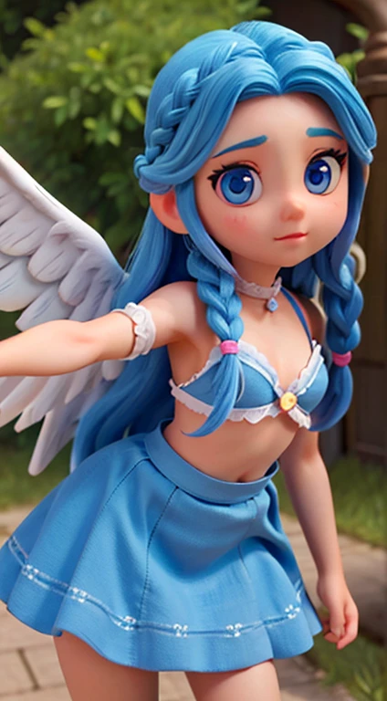 she is such a cute angel、Lindas peles、Peito menor、small areola、olhos grandes、indigo eyes、uma loira、Braided hair、asas de anjo、pose sexy、