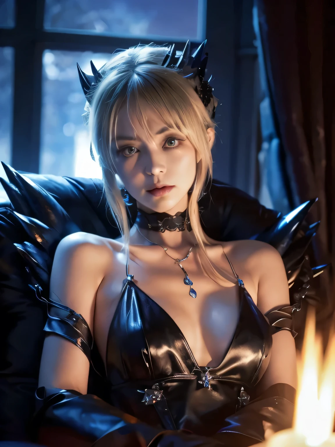 Artoria Pendragon、Lancer Alter、spear alter、Artoria Pendragon, Artoria Pendragon(lancer alter)、beautiful face, lancer alter、1 girl,Supervillains、elegant adult woman、leotard、high resolution、dragon