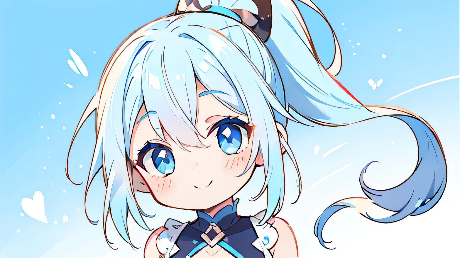 (Very bright:1.1), lite blue background, [1 girl:7], light smile, light blush, baby blue hair, blue Eyes, ponytail, Glamor fashion, ([sketch|watercolor \(Moderate\)]:1.15), (Inkblot:1.1), (pale:1.2), vector trace, Gradient Blending, Bright colors,((colorful)), That&#39;s excellent, very detailed, Complex, (Extremely low contrast:1.4)