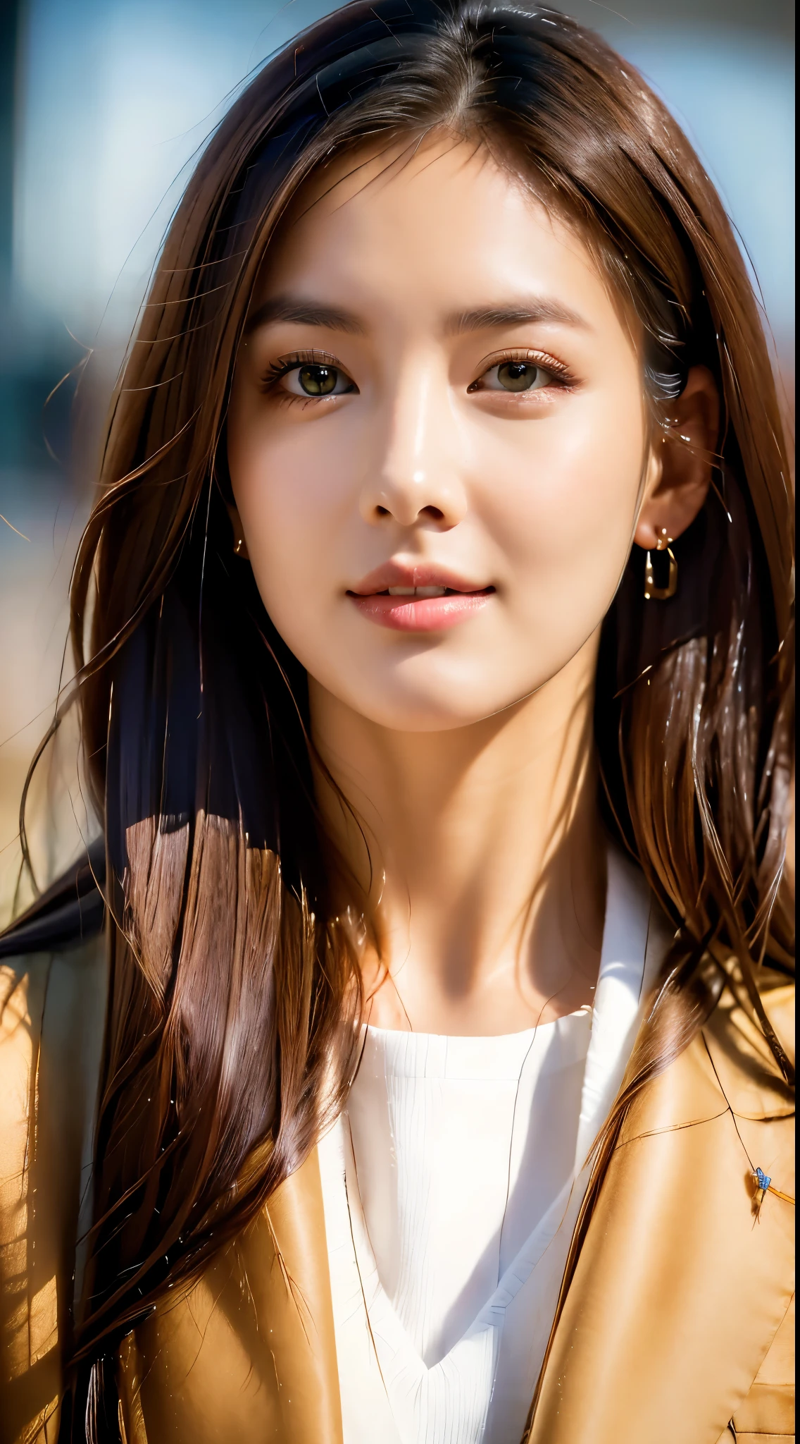 (realistic, high-quality, beautiful detailed face and eyes:1.3), OL, business suit, half body shot, (best quality, 8K, masterpiece:1.3), professional lighting, vibrant colors, elegant posture, confident expression, modern office setting, (subtle, natural, warm color tones), sharp details, glossy finish