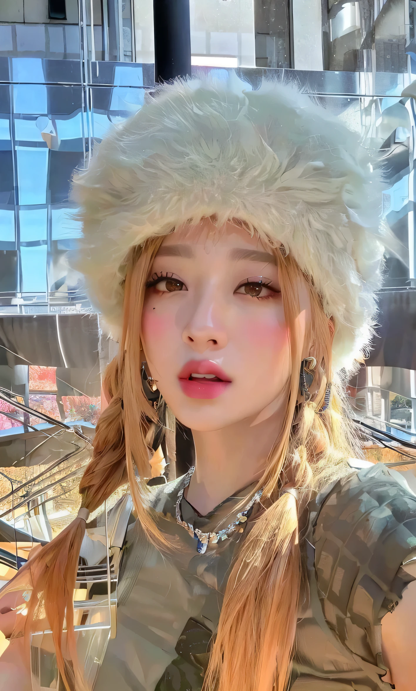 Chica coreana con pelo largo con un sombrero peludo y un collar., parque roseanne de blackpink, Lalisa Manobal, Lalisa Manoban de Blackpink, jossi de blackpink, portrait of jossi de blackpink, jennie rosa negro, pale korean adorable face, bella delfina, ulzzang, jinyoung shin, Heonhwa Choe, sun yunjoo Huh Yunjin