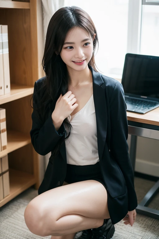 （Looking away, high-detail、Every angle、Any Pose、Every Shot）、inside factory、In front of the machine tool、Shy laughter、Woman in office work、Put on your underwear、Sweat all over the body、（Outerwear opens the chest）、Wet thin shirt、Have a tablet、female pervert, There is also a crouching pose、There is also an open-legged pose.、sit a chair、Using a laptop