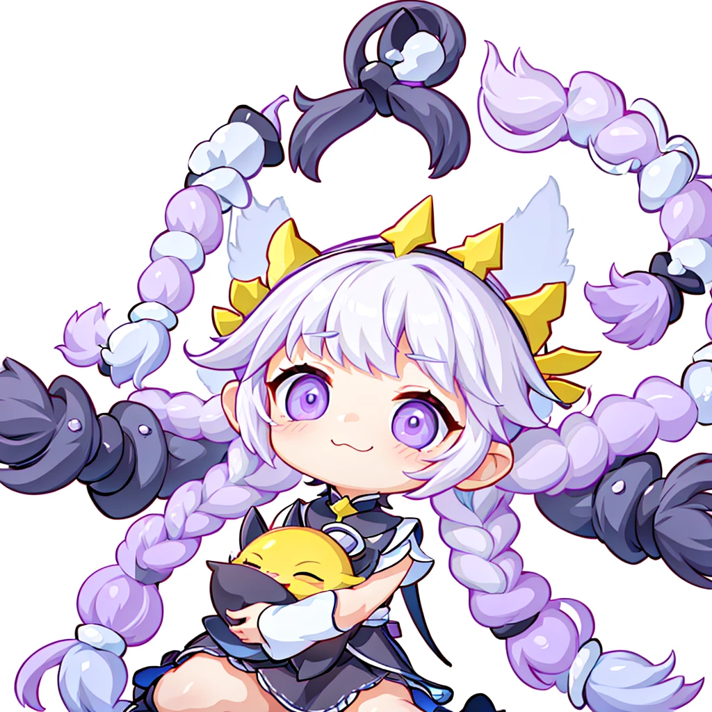 masterpiece,Little,cute、こたつでくつろぐ幼馴染のLittle***とLittle***、Relaxed facial expression、Mikan and cat kotatsu、sdcgsd、Milky white and purple gradient long hair、Double braid、Black and white diamond-shaped hair ornaments on both sides、Little***、The boy has two-tone white and light blue short hair.、Taking a nap together、Heartwarming、A fluffy world、ゆるcute世界、The best light source、