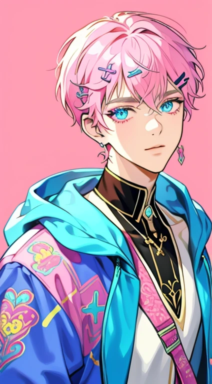 portrait,{Cardiac Effects},{Bright colors},Pink background, Various solid colors,Wind,looking at the audience,beautiful,{{Pink anti-inflammatory}}, {bandage},{Popular syringe},short hair,Bright colors,beautiful, delicate eyes, jewel eyes, Colored eyes, Bright Eyes,{{{youth}}},handsome guy,{{{Boys}}},{Top quality},{{rich and colorful mass pills}},{{{Colorful quality capsule pills}}},Cute Sleeves,hoodie,hairpin,rabbit,Pink effect,Purple Cross,Pink Heart,Plush cat,Pink Hair,Top quality,CG,high resolution,illustration,beautiful delicate eyes,looking at the audience,Carefully drawn, {Album,Art Books}, {{Bright colors}},Long eyelashes, Lots of eyelashes,{{Close-up of face}},Lean to one side,{{{male}}},mystery,night,{young people},{{成年male}},{{{Three white eyes}}}, {{{A look of contempt}}},{{{He is handsome}}}, {{beautiful young man}},{{{{handsome guy}}}}, rich and colorful, beautiful, delicate eyes, jewel eyes,Colored eyes, Bright Eyes,{{{{{Boys}}}}},Wind,{1Boys},{1 person}