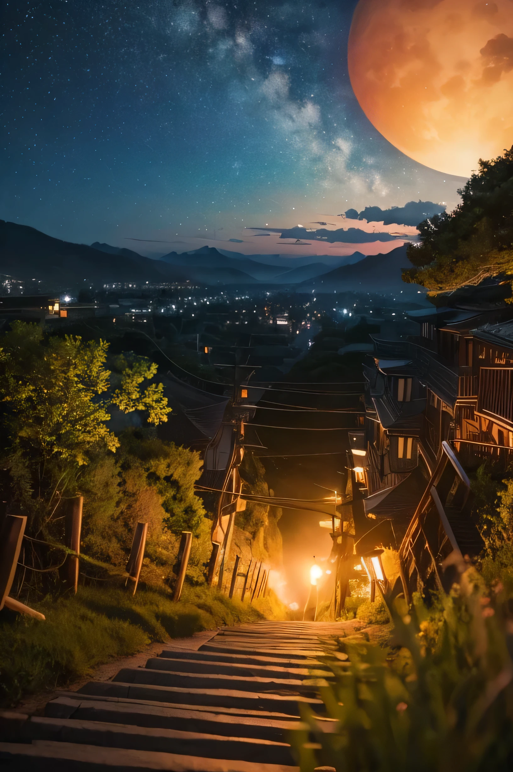Night Sky、sunset、Hayao Miyazaki Landscape