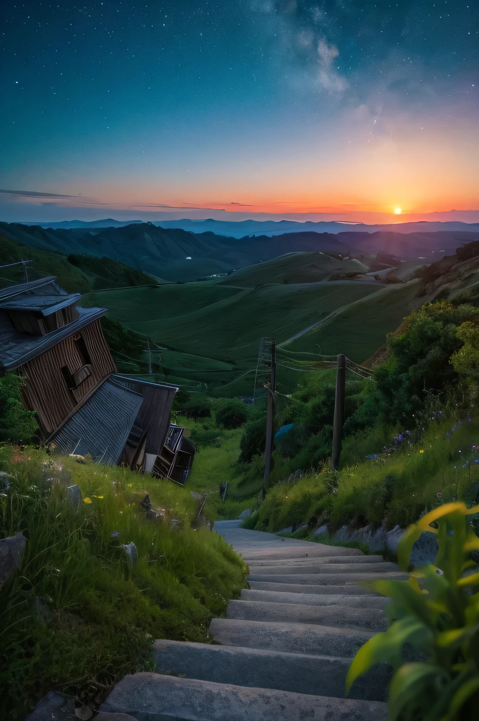 Night Sky、sunset、Hayao Miyazaki Landscape