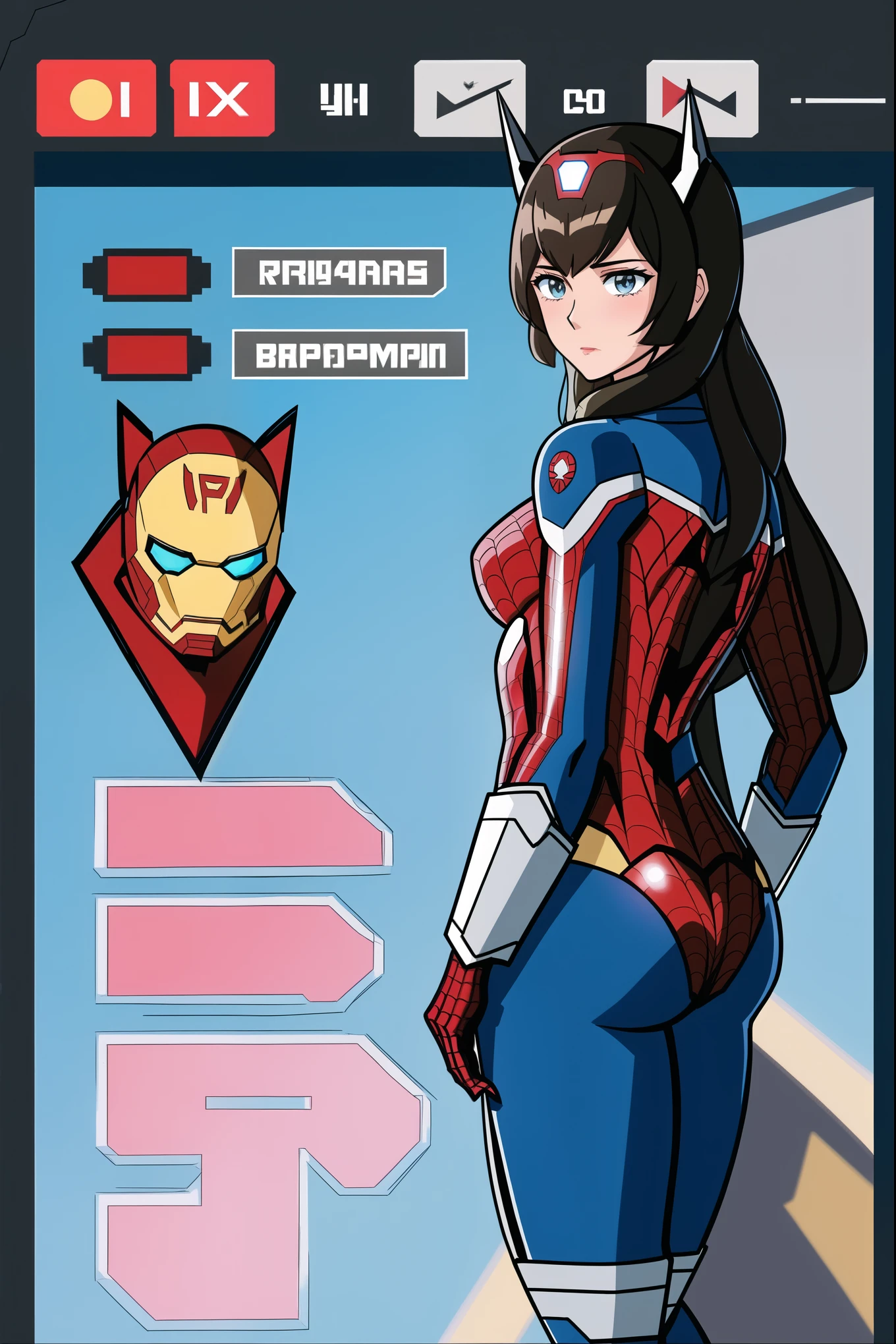 (Woman, Ant Man, spider-man, iron_man, batman) Hand-in-hand is suitable for different weapons, different styles of roles, people think, wearing armor, headgear, color, perfect details, long-haired girl, sexy, cute, blushing, long legs, Kamizato Ayaka(genshin impact), single person, exquisite facial features, perfect face, white skin, looking at you, different actions, (huge, very big, especially big, exaggerated,) abnormal proportions, frontal lens,