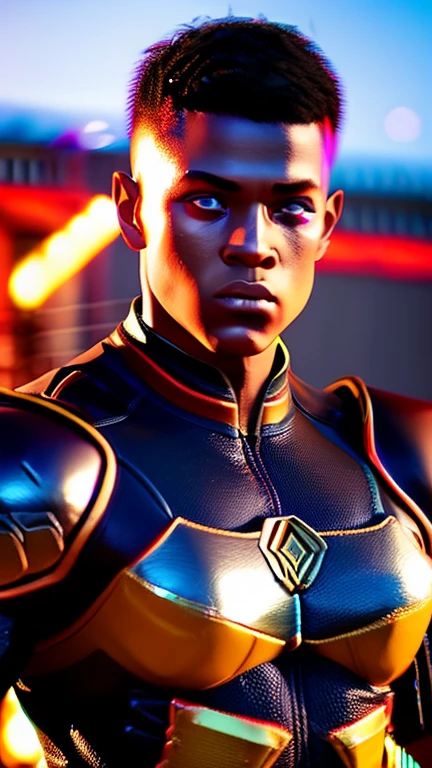 1 boy in tight combat outfit, extremely detailed face and muscular body, extreme action pose, fighting against enemy, highly detailed, photorealistic, 8k, unreal engine, cinematic lighting, dramatic shadows, vibrant colors, heroic, epic, intense, adrenaline-filled