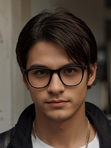Nodia, a high school man, white skin, handsome face, wearing black glasses, short blonde hair tied back, man.
