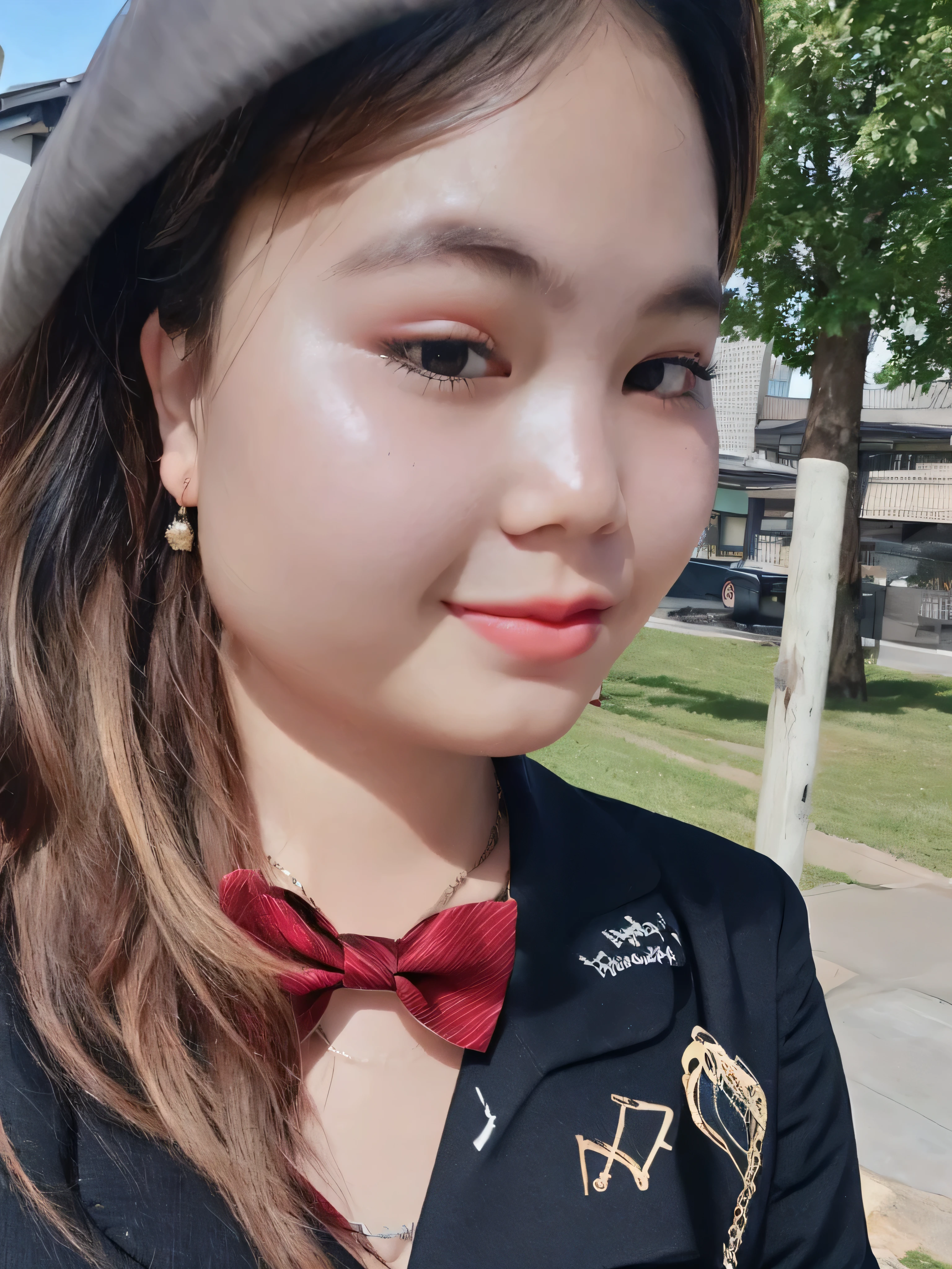 ((top-quality、8K、masterpiece:1.3))、sharp focus:1.2、Beautiful in perfect style:1.4、A slender、((A dark-haired、 out:1.2))、gravure model、(natural soft light、street snap、TOKYOcty、Harajuku:1.1)、Highly detailed facial and skin texture、A detailed eye、double eyelid、Sweaty、A sexy、((Uniform 1.5))、jk suit plaid skirt pleated skirt shirt bowtie