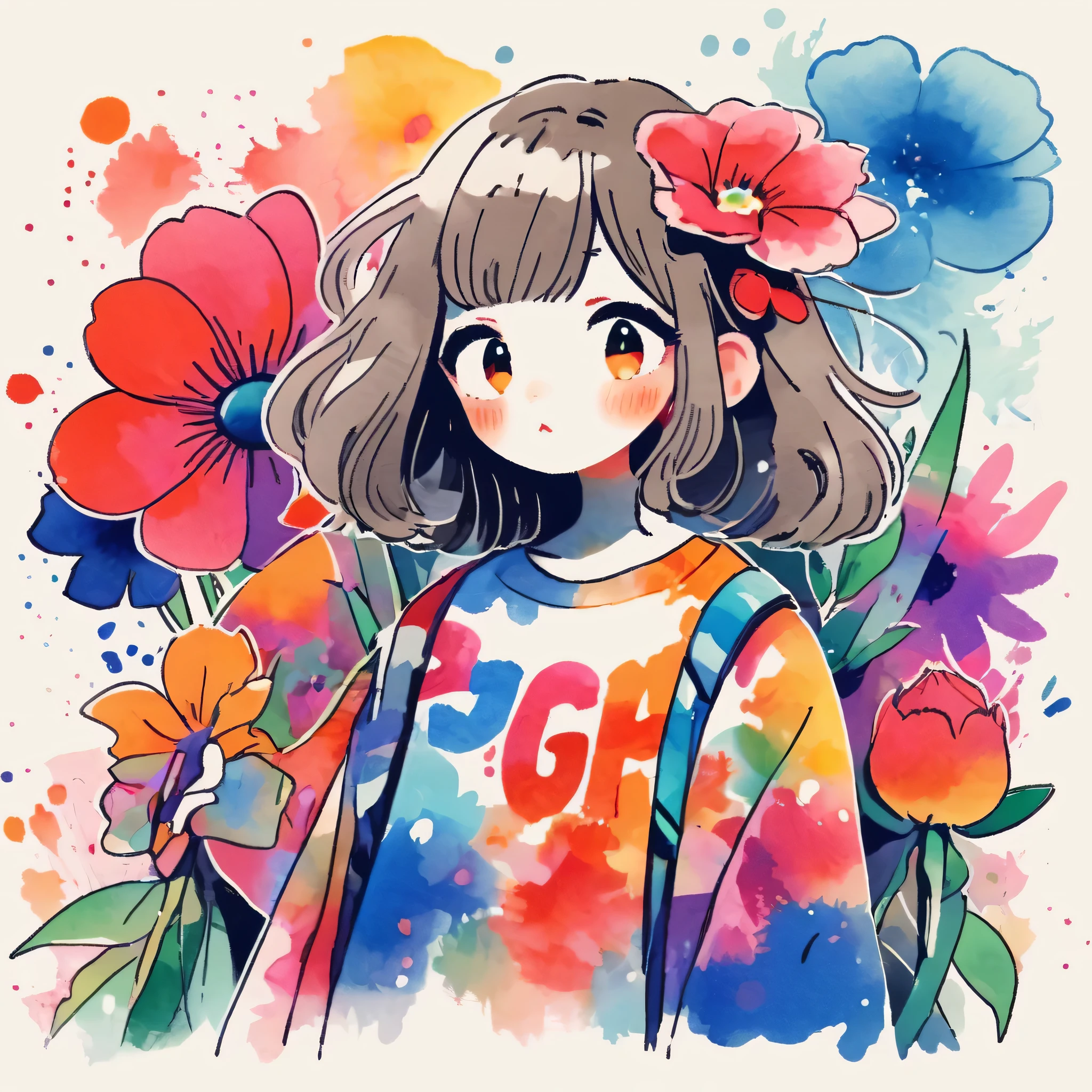 Heisuke Kitazawa Style、(((stylish fashion))), 8K Quality、Intense watercolor, Detailed watercolor art, Watercolor splash, Surreal, avant-garde pop art, Beautiful and expressive paintings, Beautiful artwork illustration, Very colorful tones, wonderful, Cool beauty, highest quality、Official Art, Vector art, Stylish design, (((The most beautiful girl))), (((highest quality))), HDR, ((detailed)), (((Doodle Art)), ((masterpiece)), ((Super detailed)), (((Colorful flowers))),(((Stylish)))
