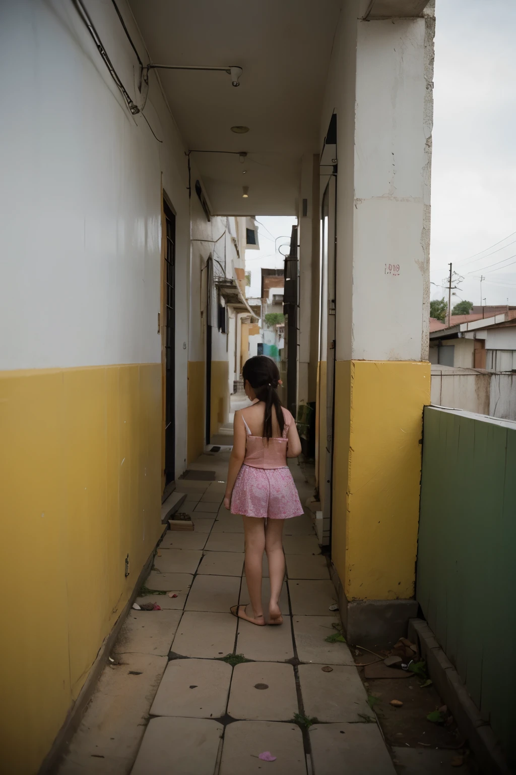 Drawing image in children's lines of a Brazilian favela