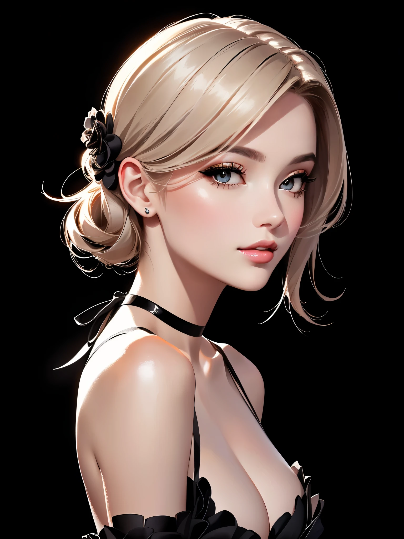 Close-up of a woman with a black background and a black, Elegant digital art, In the style of digital illustration, Elegant digital painting, Digital Paintingのスタイルで, # The best digital paintings ever, #The best digital paintings ever, StyleDigital Painting, Portrait of Emma Watson, Gorgeous Digital Painting, Digital cartoon painting art, Digital Painting